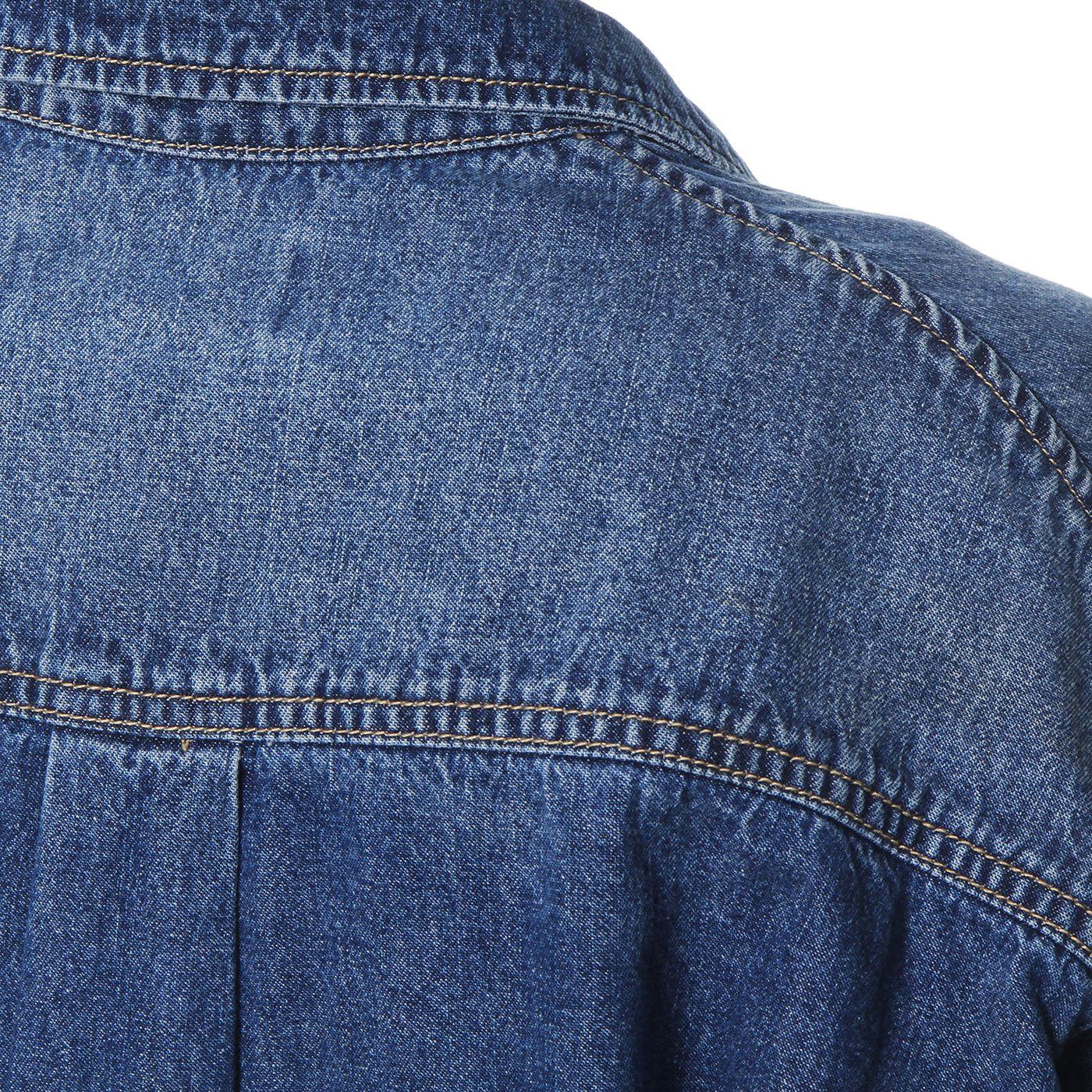 Blusa Denim Manga Larga Abotonada En Delantero  Con Bolsillo-9