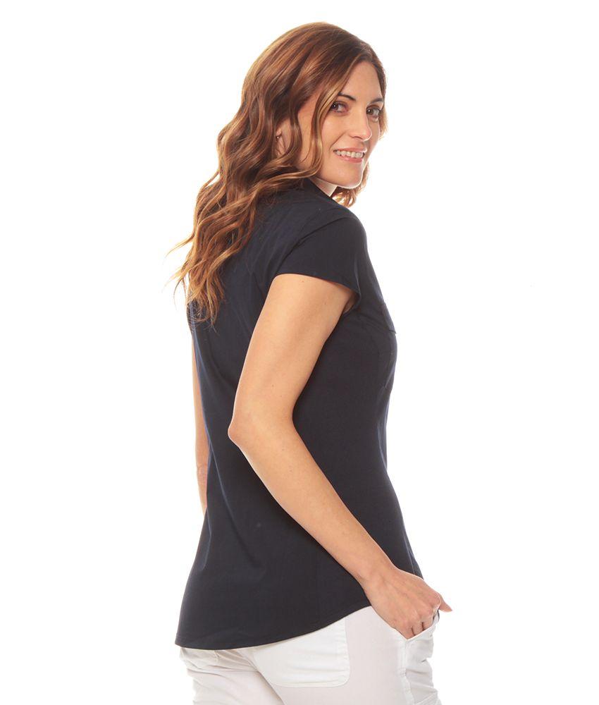 Blusa Manga Corta Solida Con Rib En Costado-6