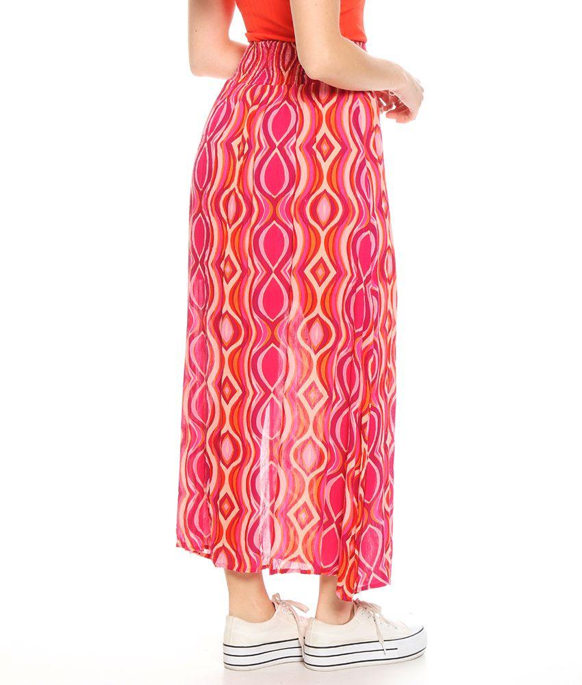 Falda Estampada Forrada Abertura A La Rodilla Pretina Elasticada-1