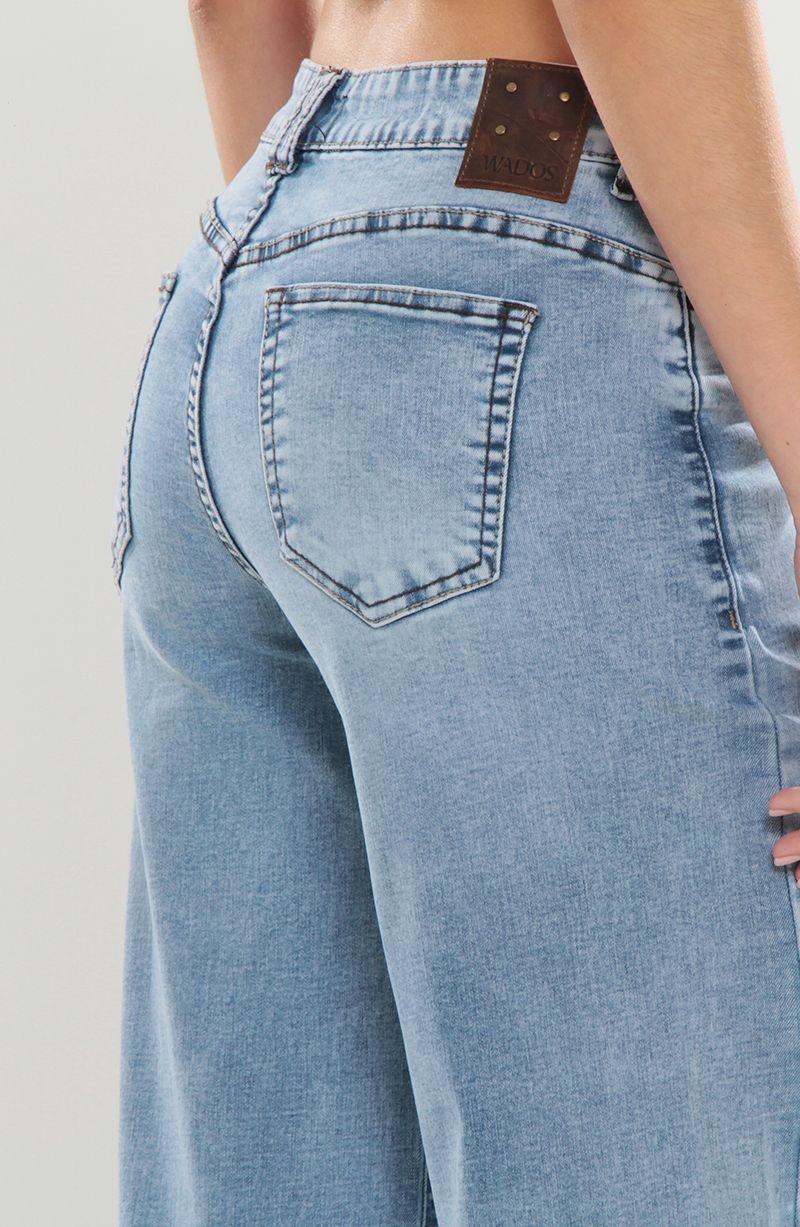 Jeans Tiro Medio Wide Pretina Basica 1 Boton-2