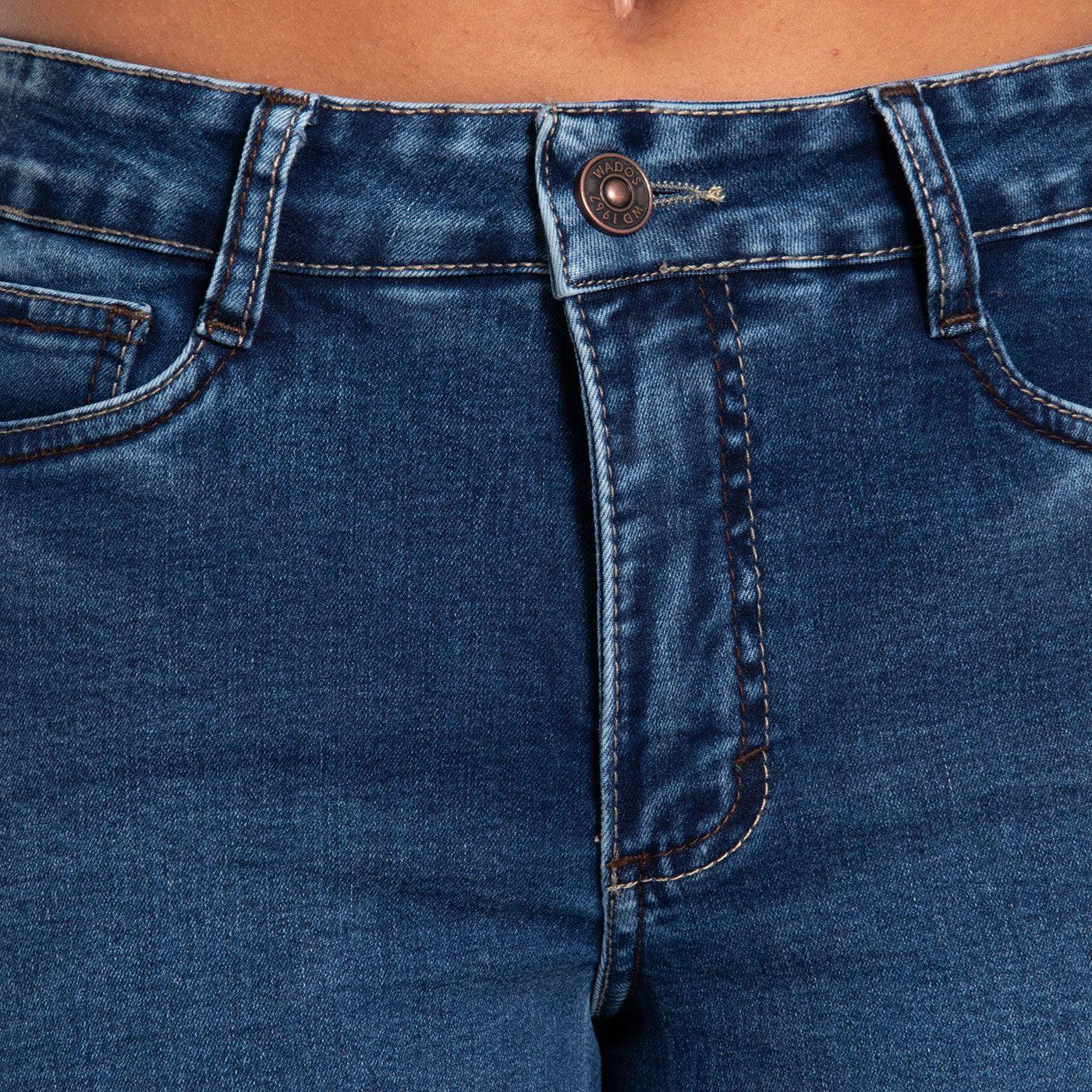 Jeans Tiro Medio Wide Pretina  Basica 1 Boton-1