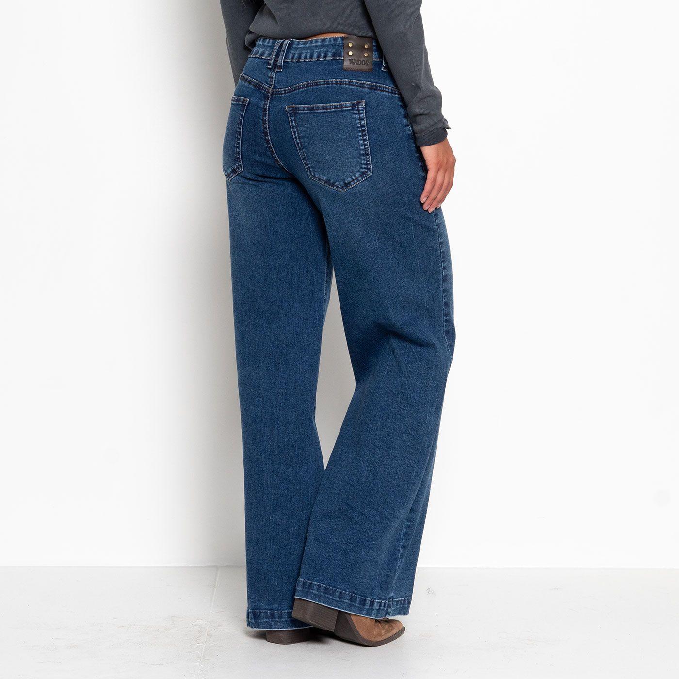 Jeans Tiro Medio Wide Pretina  Basica 1 Boton-5