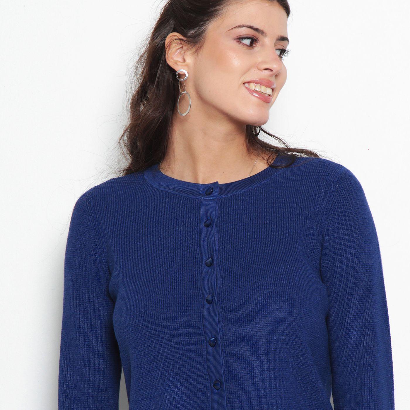 Chaleco Manga   Larga Abotonado En Delantero-5