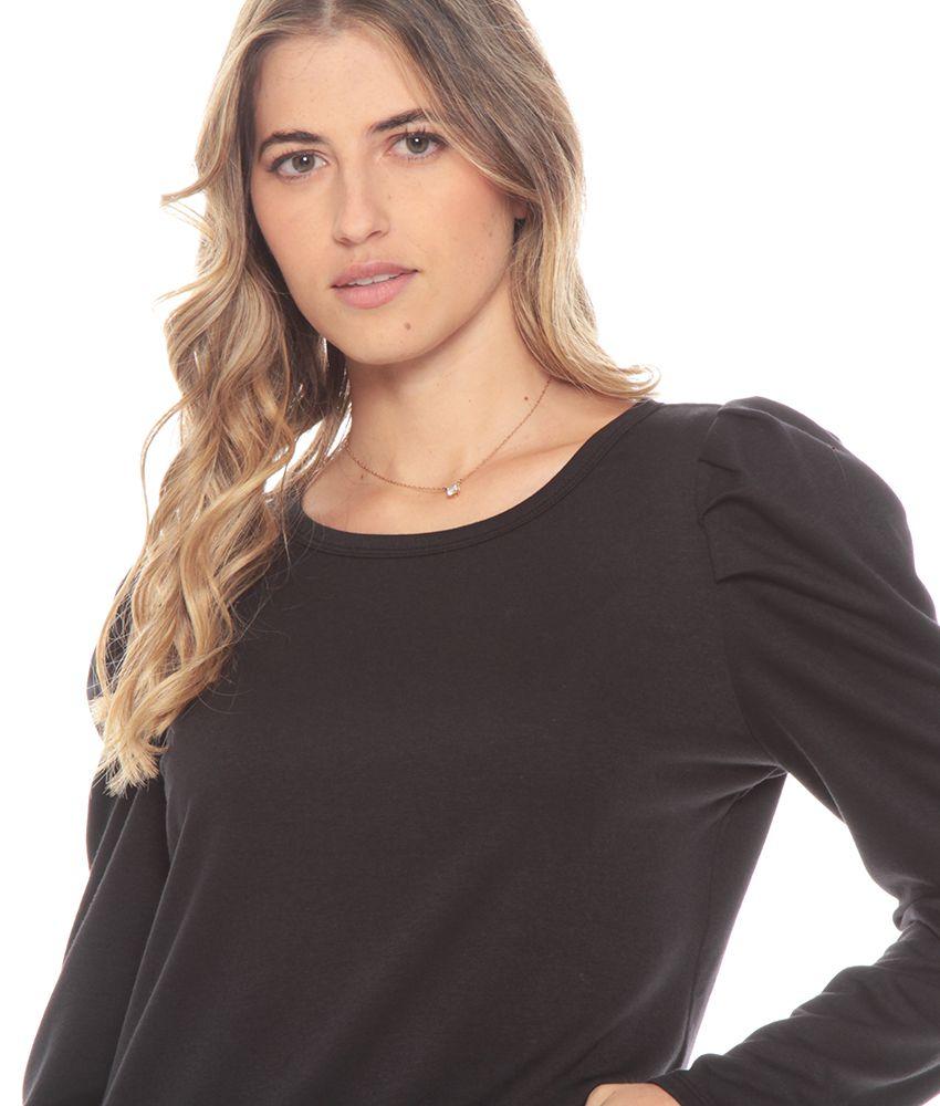 Sweater Manga Largo Detalle En Hombro Solido Escote Redondo-1