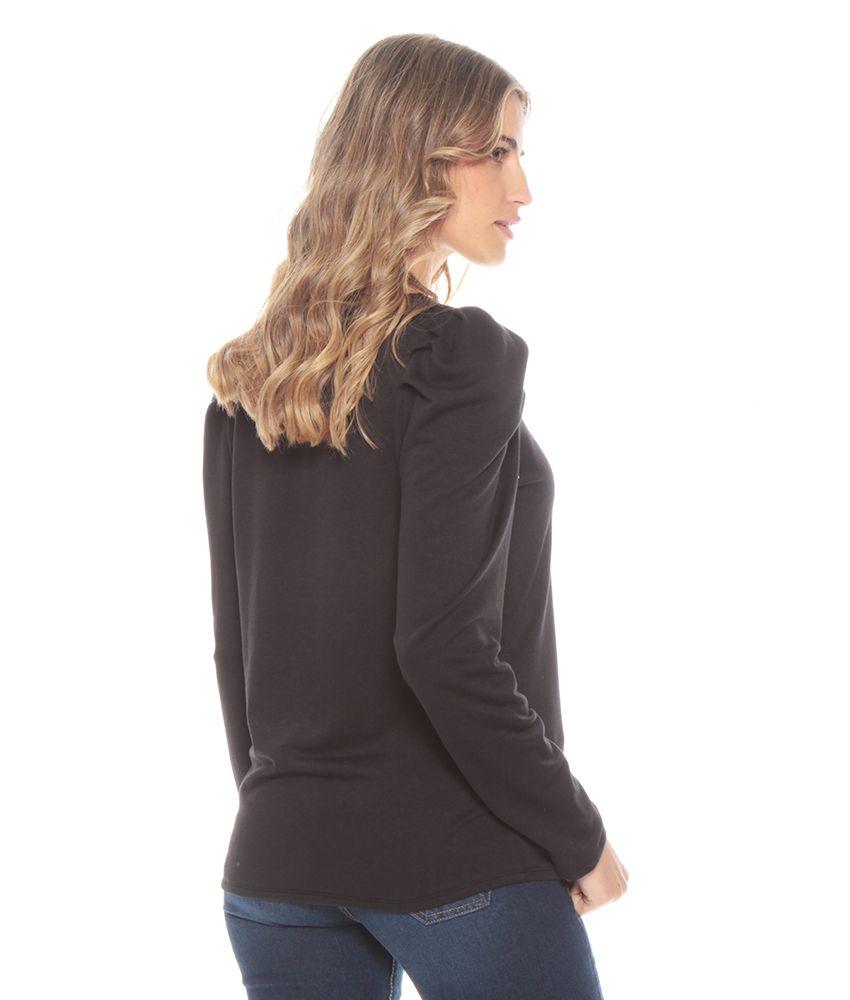 Sweater Manga Largo Detalle En Hombro Solido Escote Redondo-3