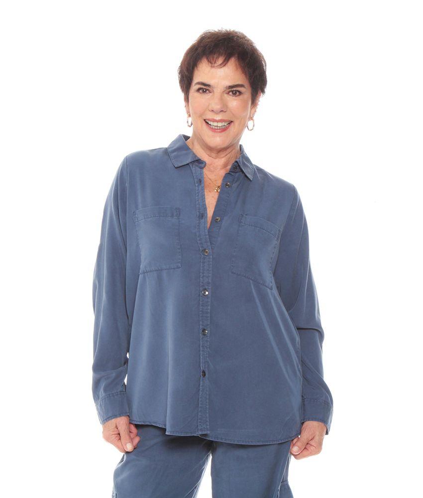 Blusa Manga Larga Tencel Con Bolsillo Delantero-0