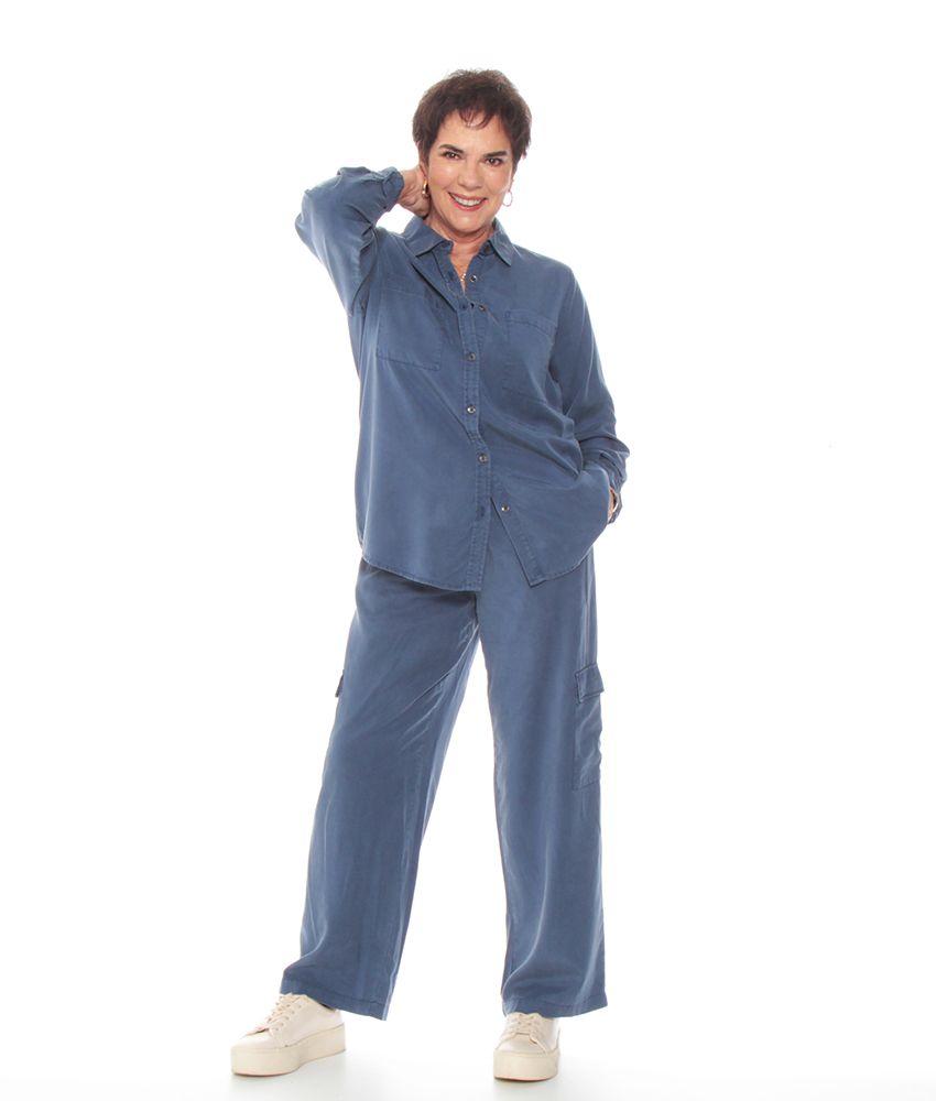 Blusa Manga Larga Tencel Con Bolsillo Delantero-3