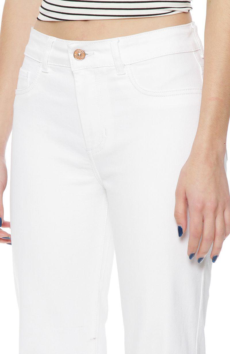 Jeans Flare Tiro Alto Push Up Pretina Basica Boton-1