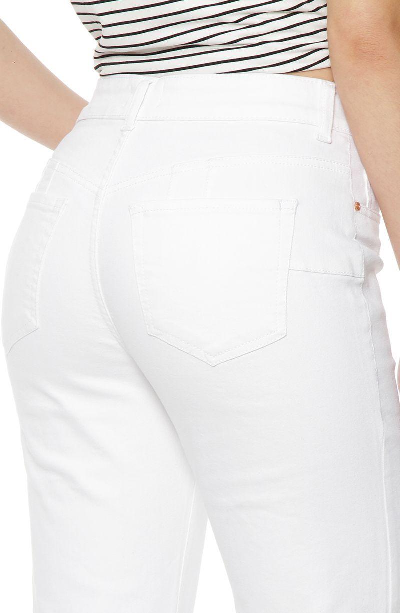 Jeans Flare Tiro Alto Push Up Pretina Basica Boton-4