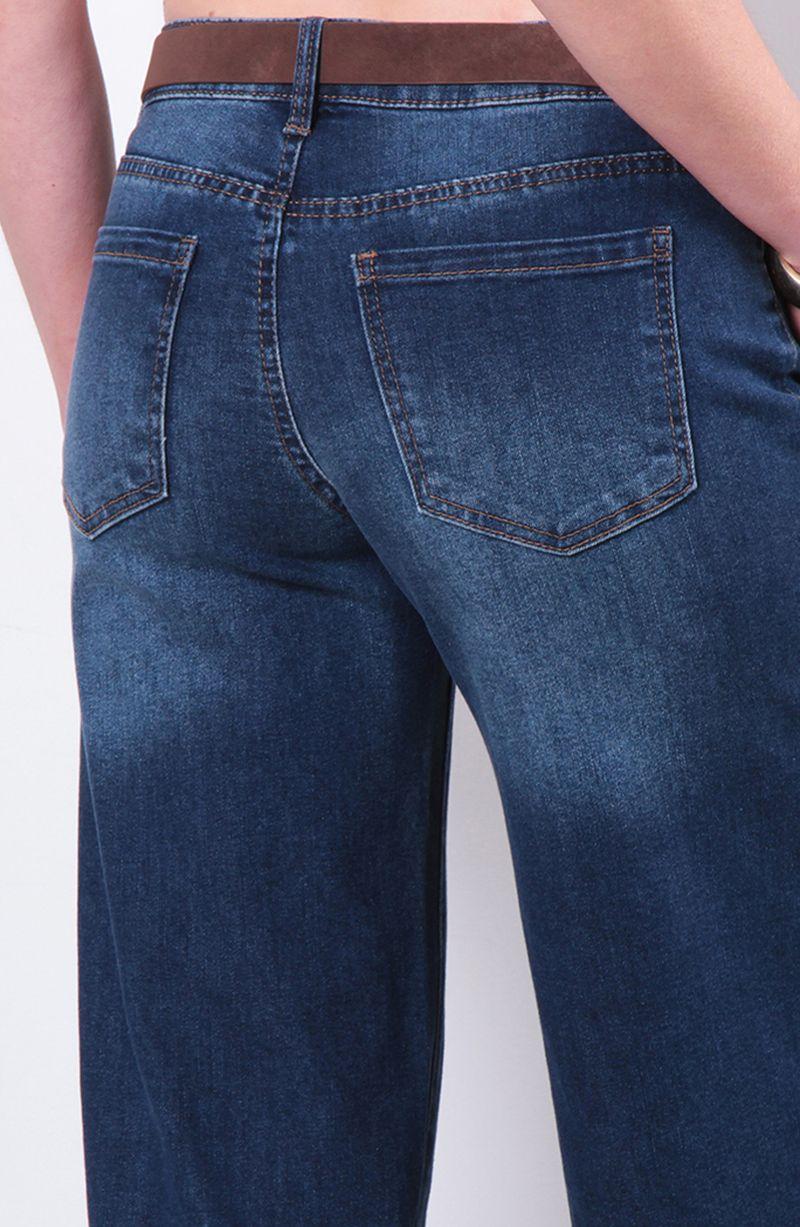 Jeans Wide Leg Cropped   Tiro Medio   Pretina Basica 1 Boton Con   Cinturon-8