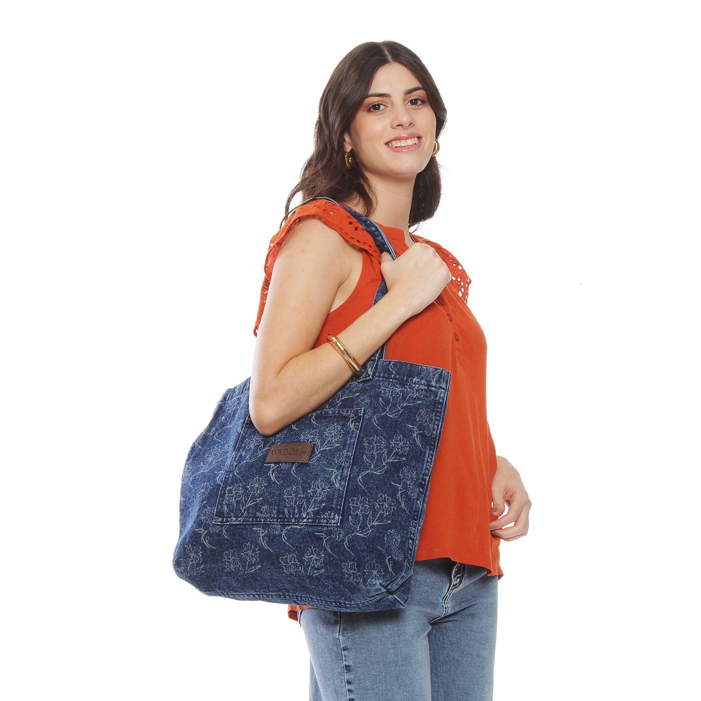 Bolso Denim Full Print Dos Asas Bolsillo-8