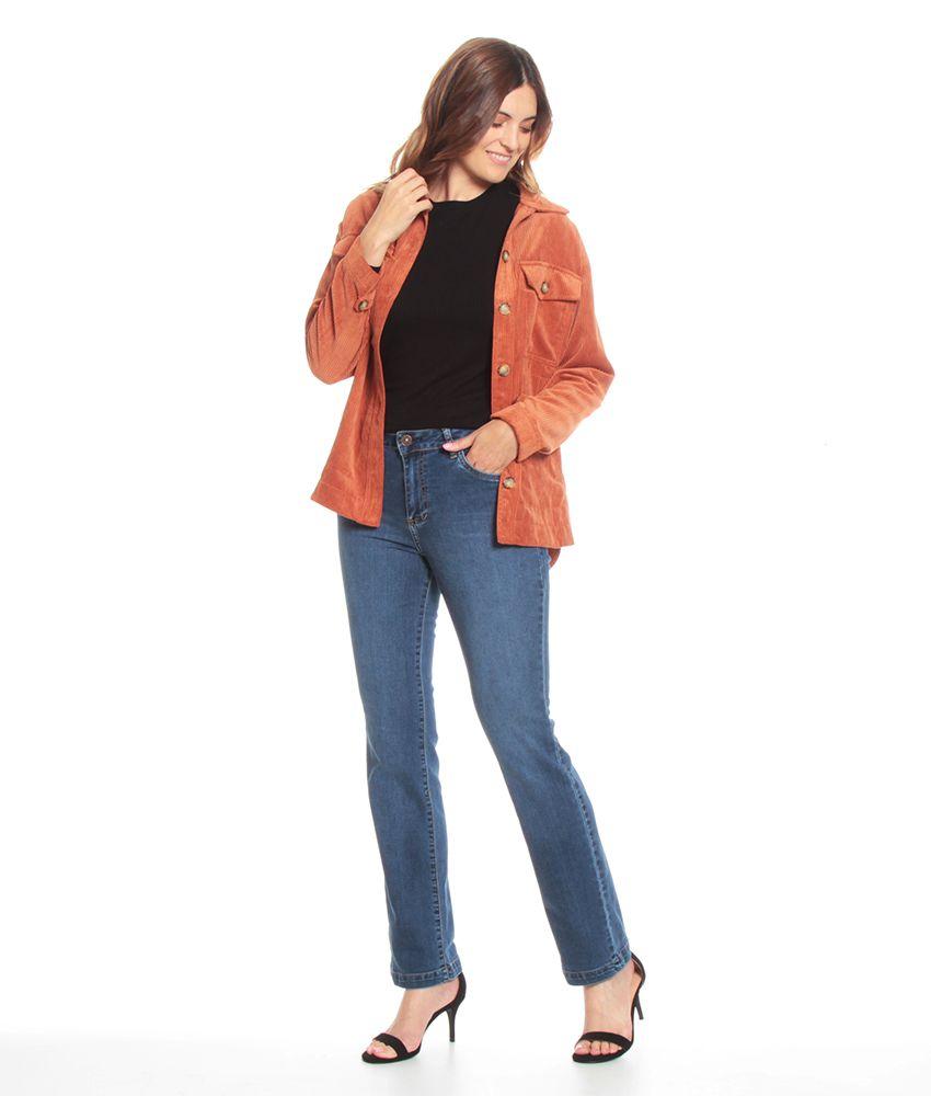 JEANS RECTO TIRO ALTO PUSH UP PRETINA BASICA UN BOTON-4