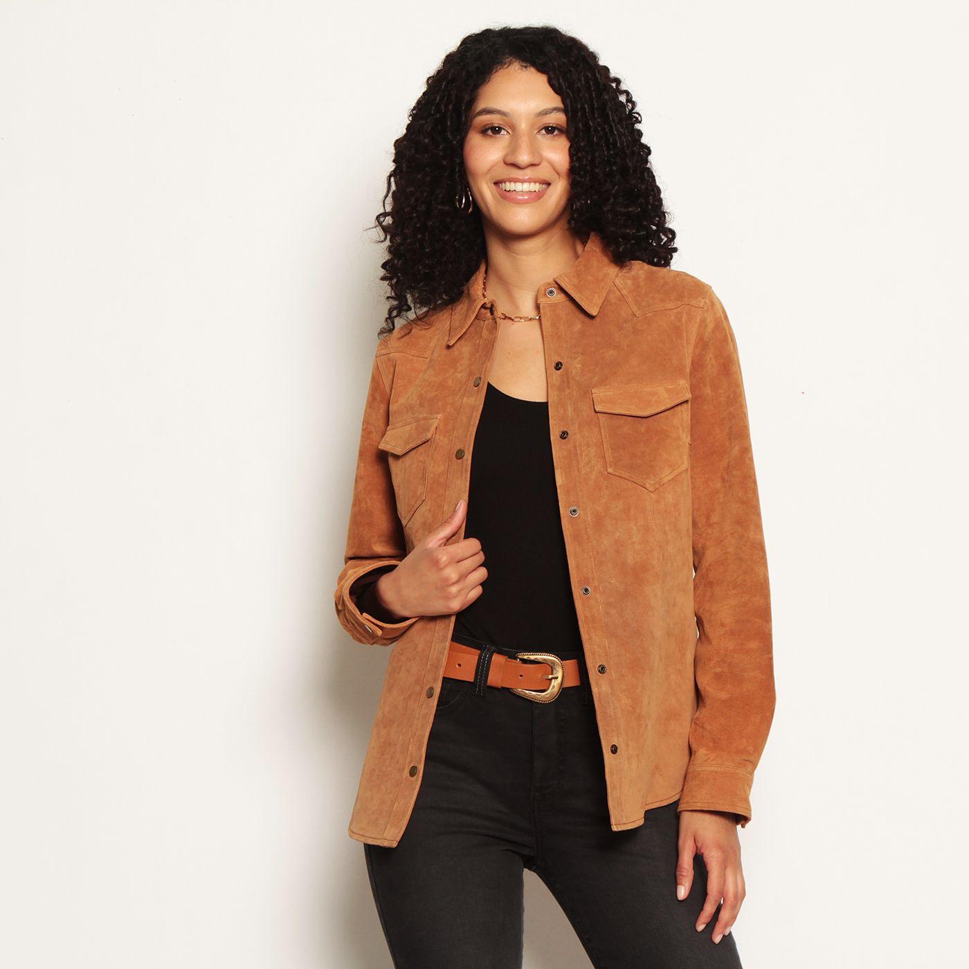 Chaqueta Manga Larga Cuero Con Broches-2