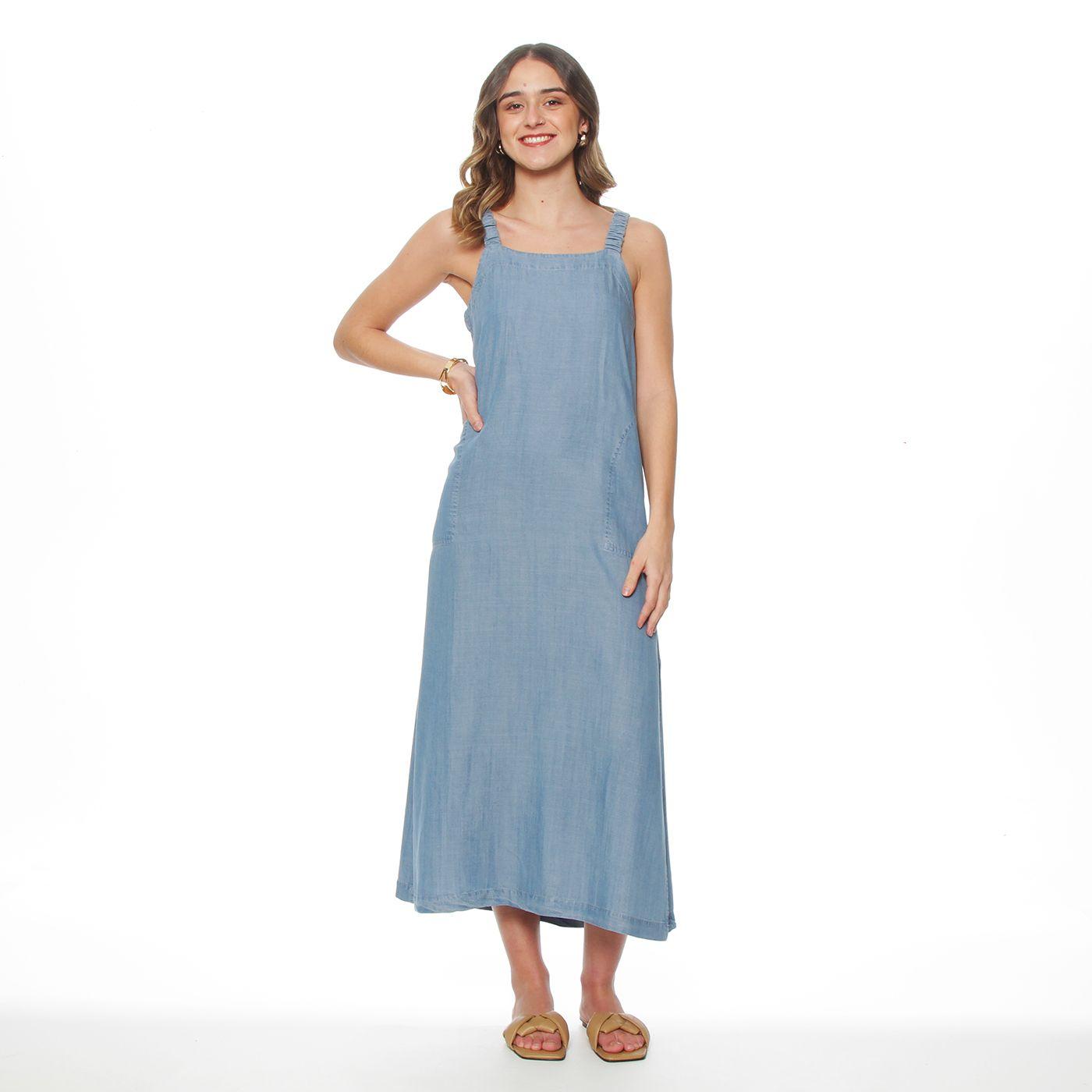 Vestido Sin Manga Lyocell Con Bolsillos-0