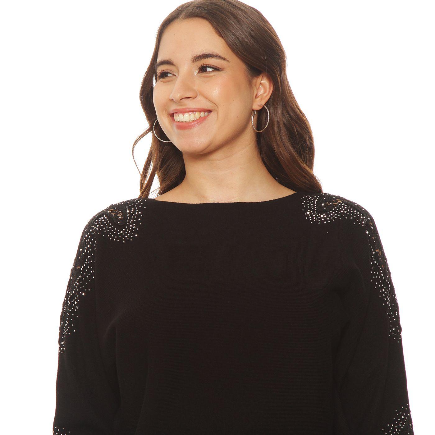 Sweater Manga Larga Con Aplicacion Esccote Redondo-2