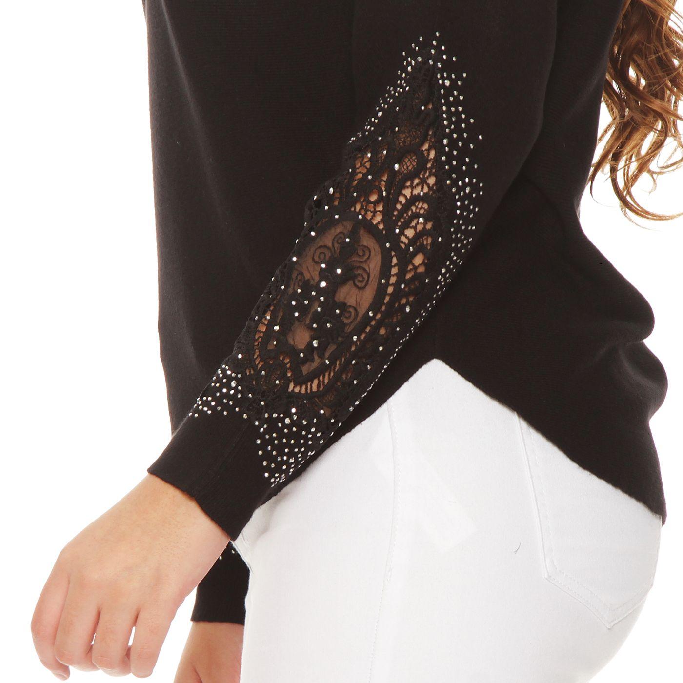 Sweater Manga Larga Con Aplicacion Esccote Redondo-3