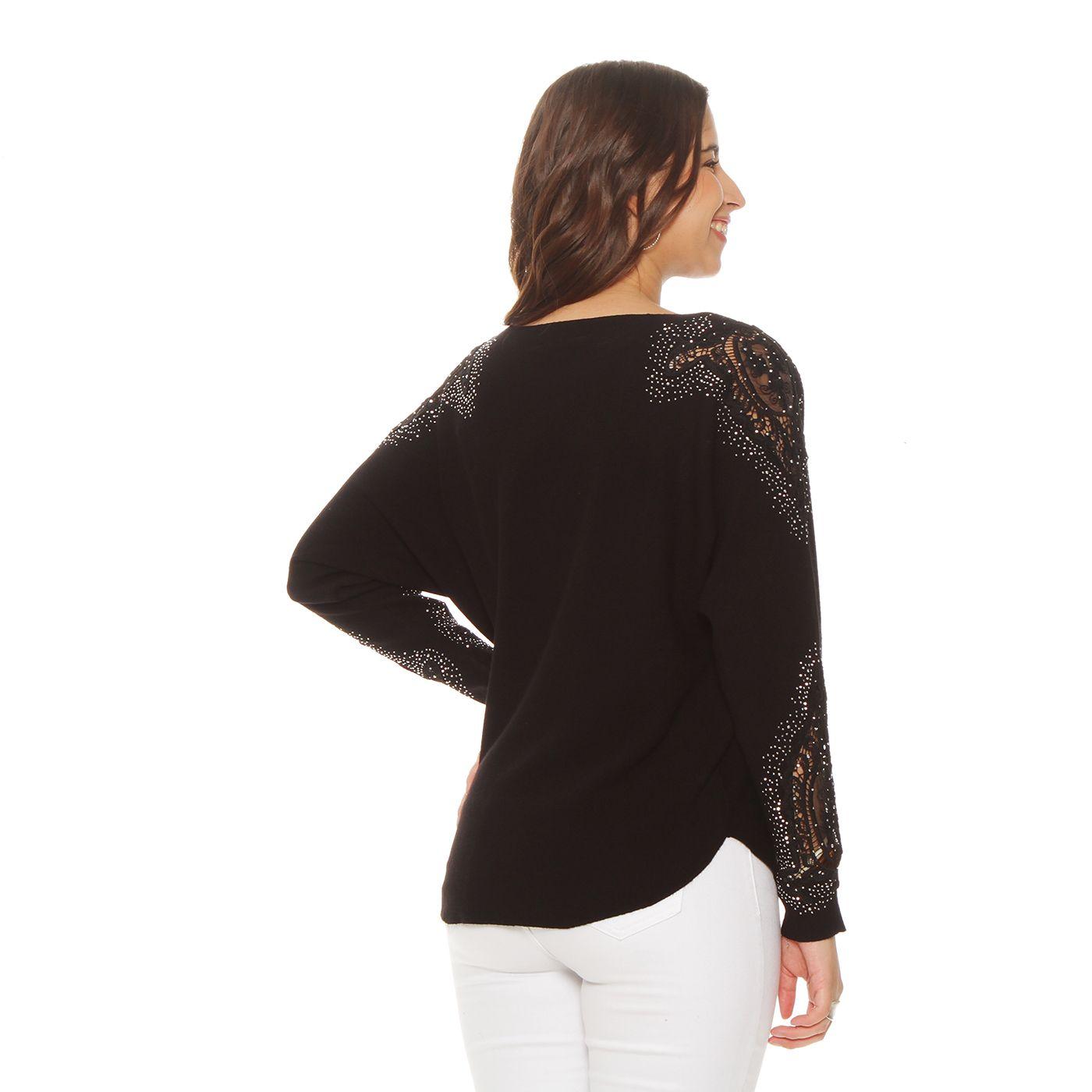 Sweater Manga Larga Con Aplicacion Esccote Redondo-9