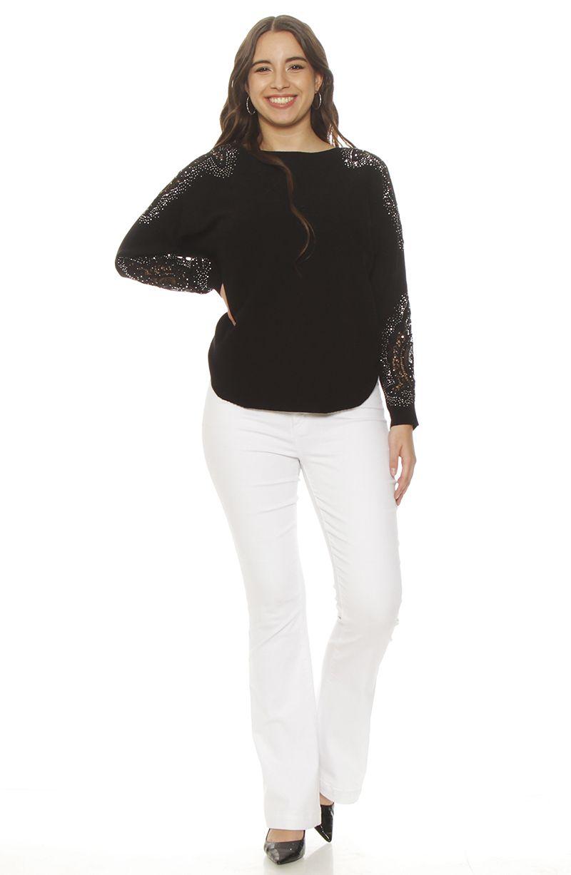 Sweater Manga Larga Con Aplicacion Esccote Redondo-7