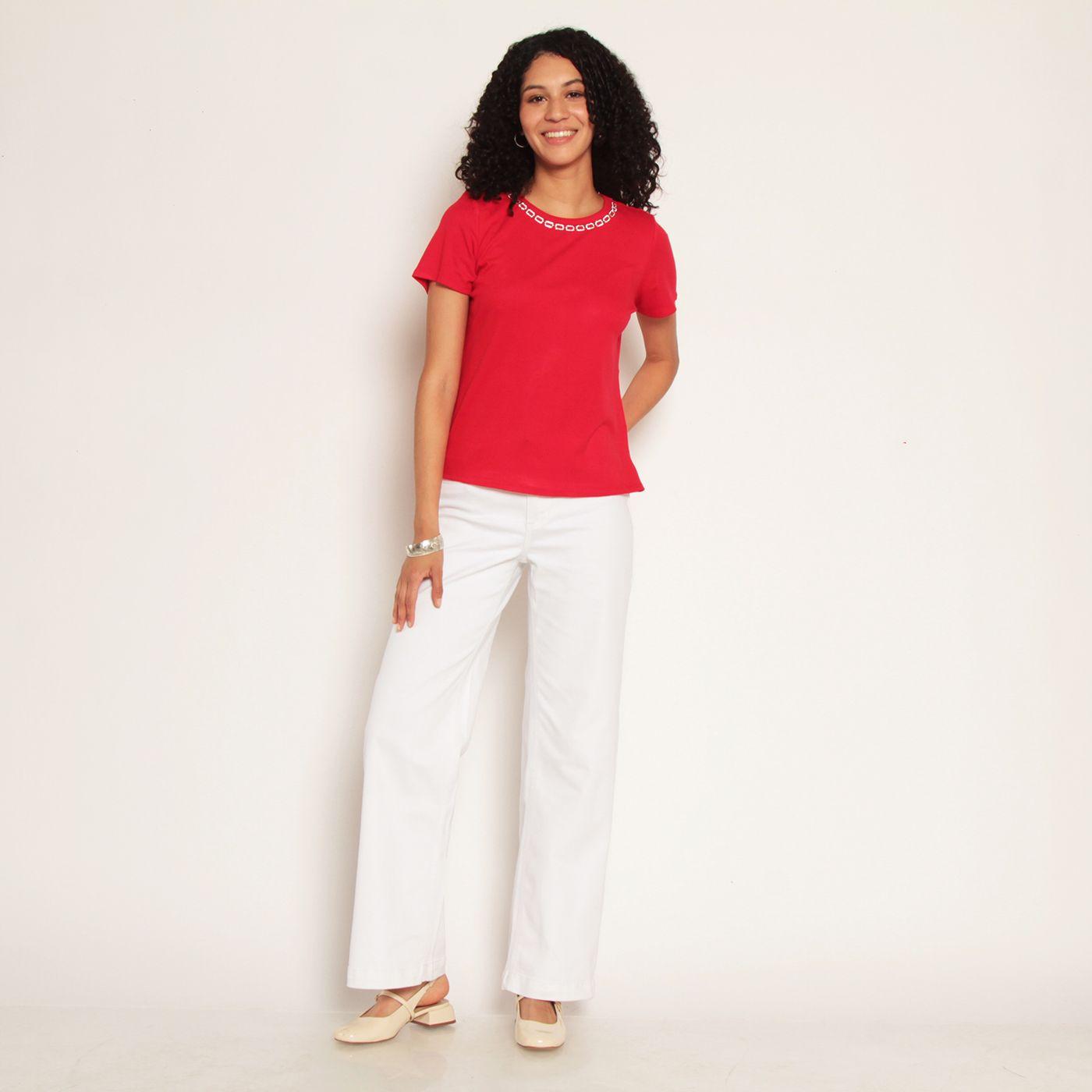 Polera Manga Corta Escote Redondo Con Aplicacion-2