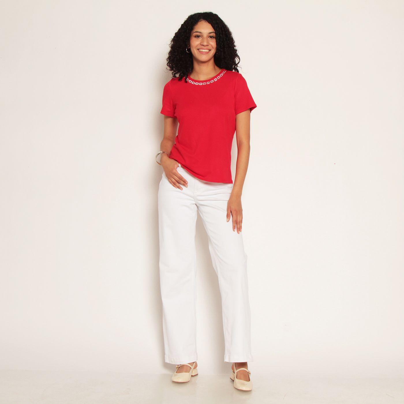 Polera Manga Corta Escote Redondo Con Aplicacion-3