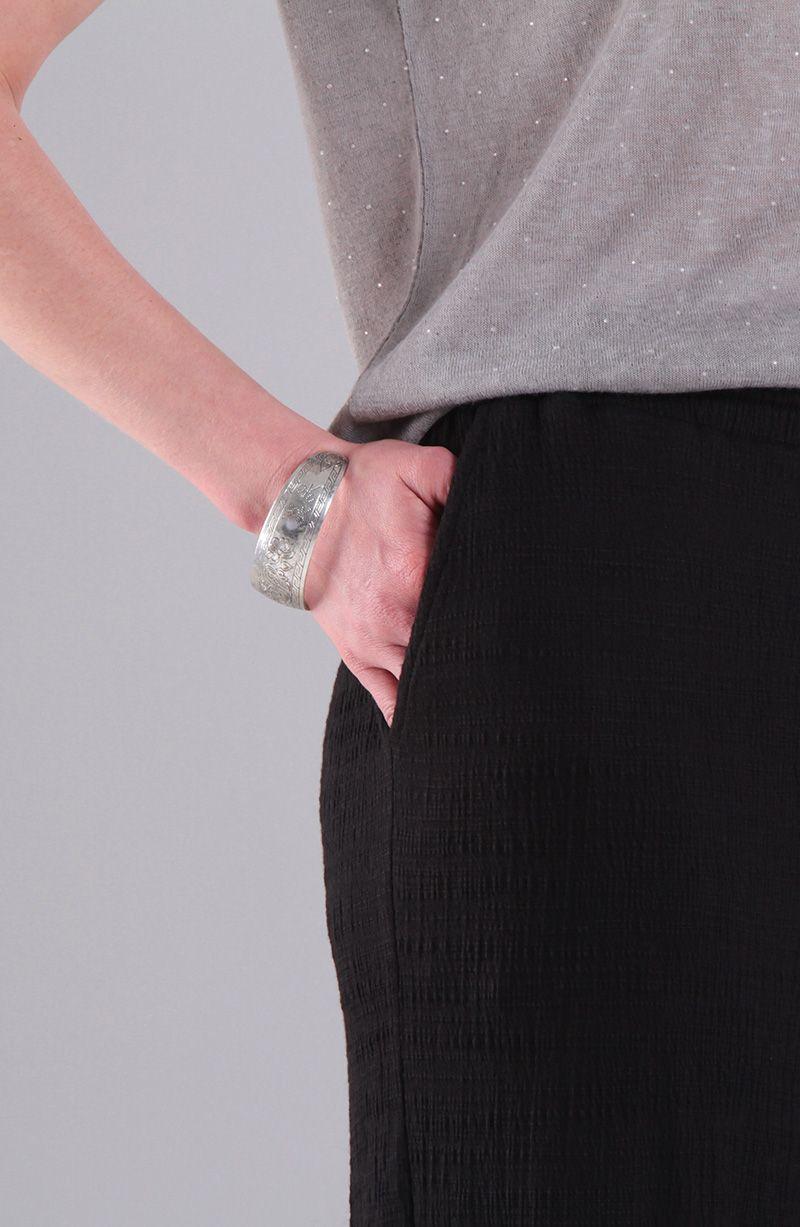 Pantalon Wide Leg Tiro Alto Pretina  Basica Elasticada-4
