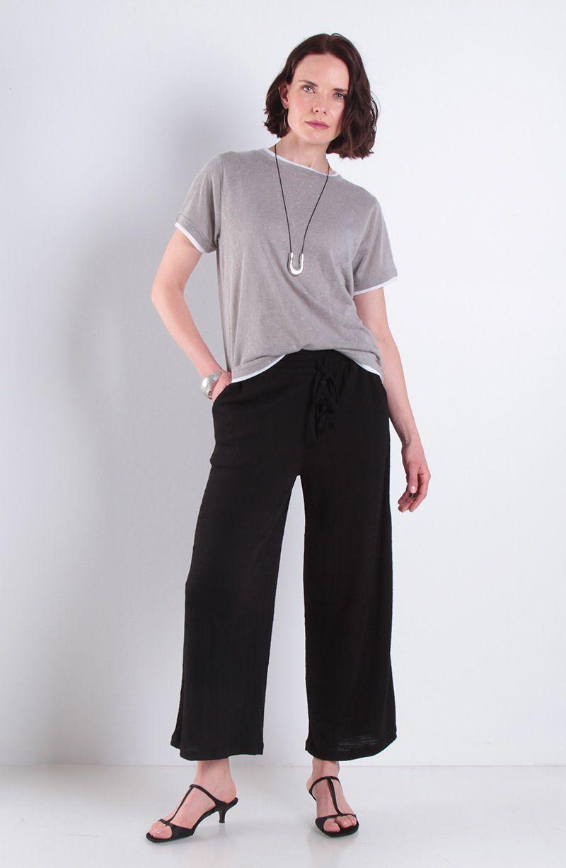 Pantalon Wide Leg Tiro Alto Pretina  Basica Elasticada-5