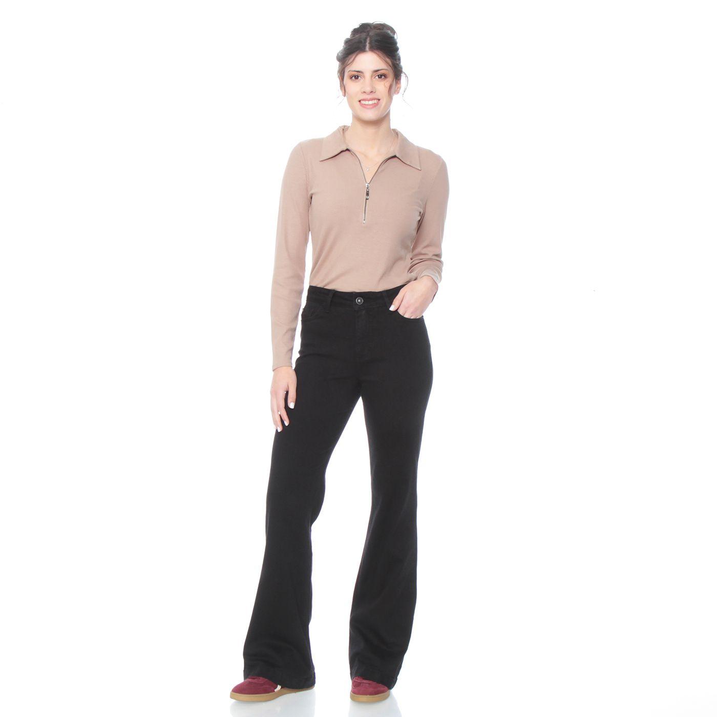 Jeans Flare Tiro Medio Pretina  1 Boton-2