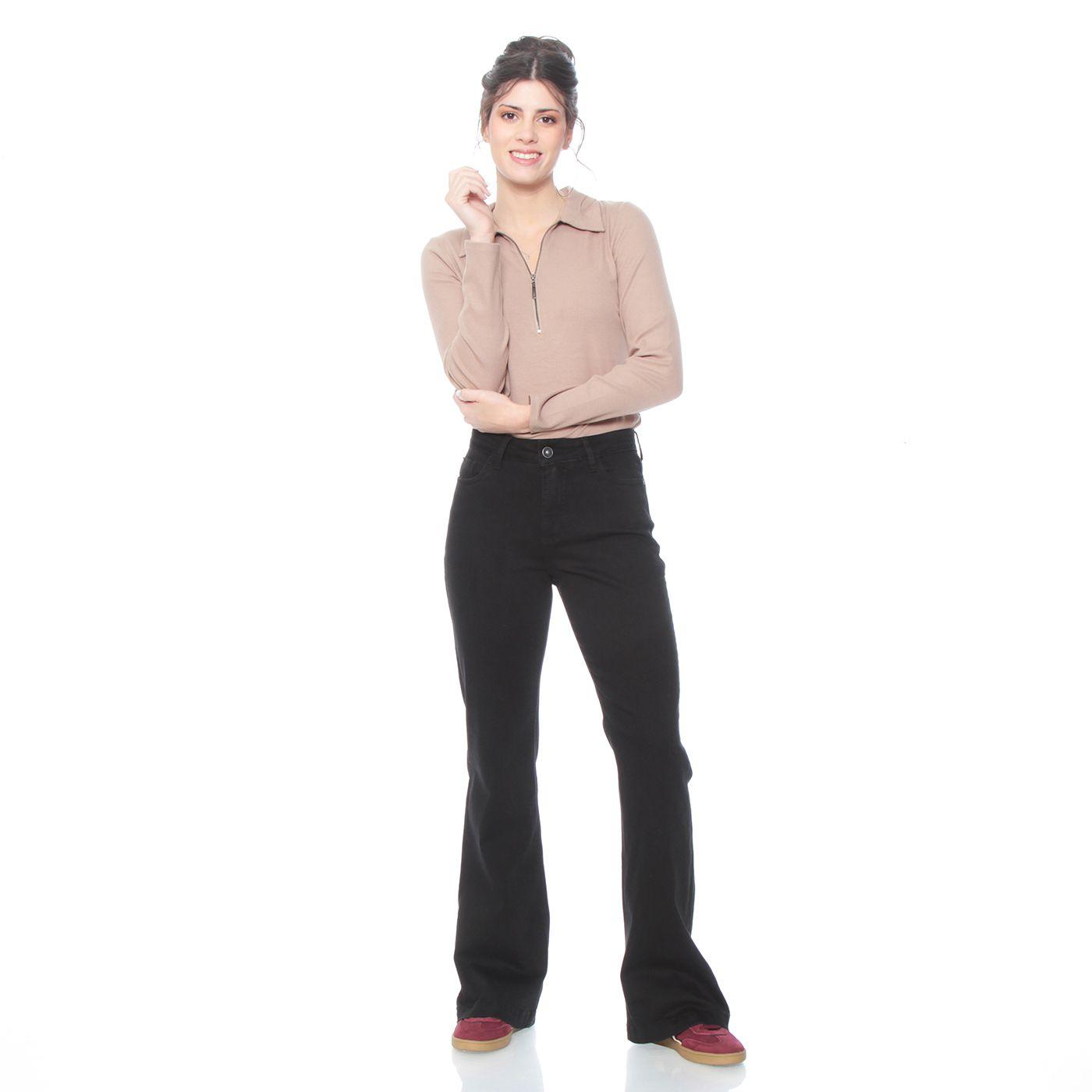 Jeans Flare Tiro Medio Pretina  1 Boton-3