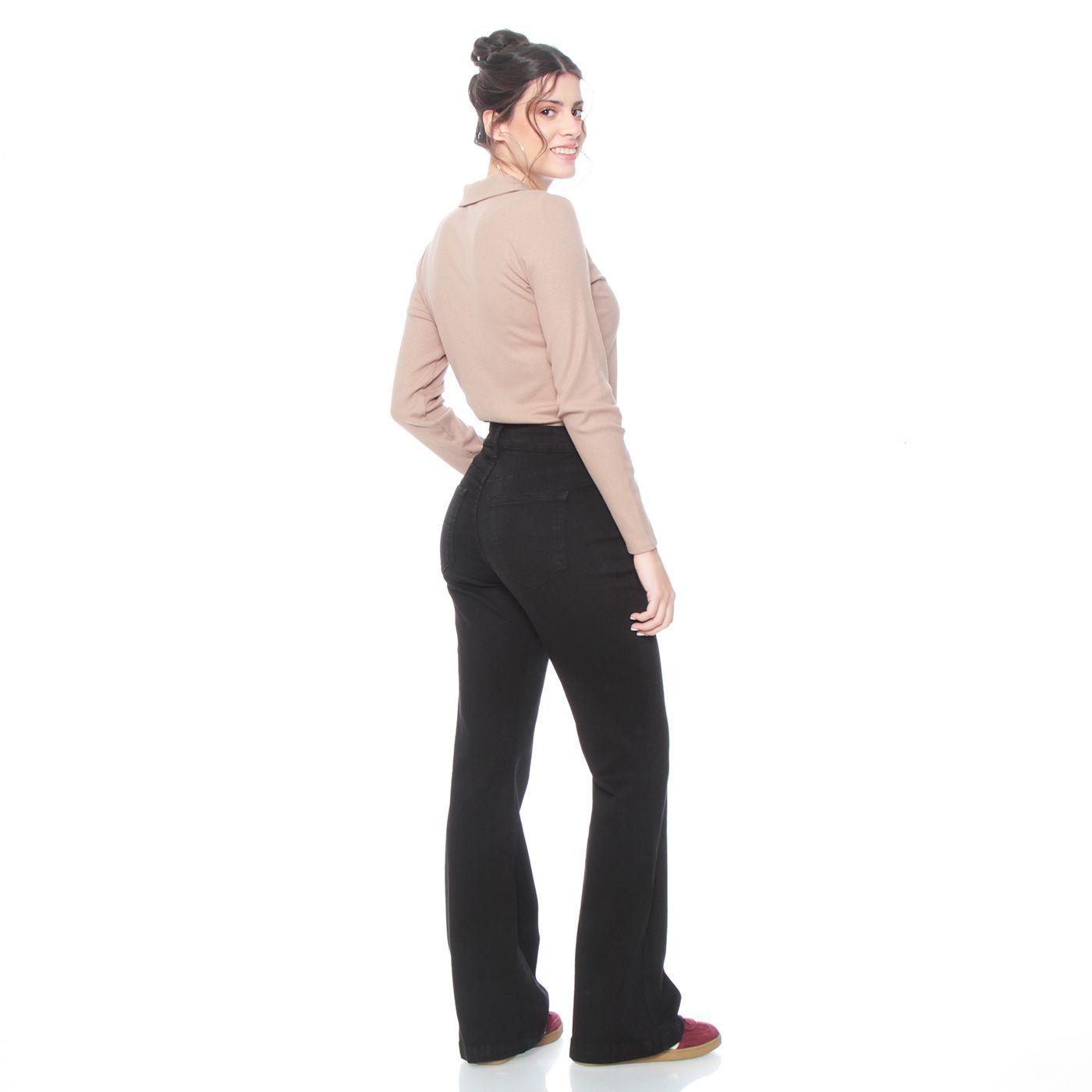 Jeans Flare Tiro Medio Pretina  1 Boton-7