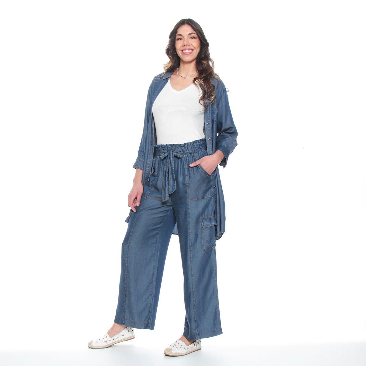 Pantalon Lyocell Cargo Con Cintura Elasticada Y Lazo-3