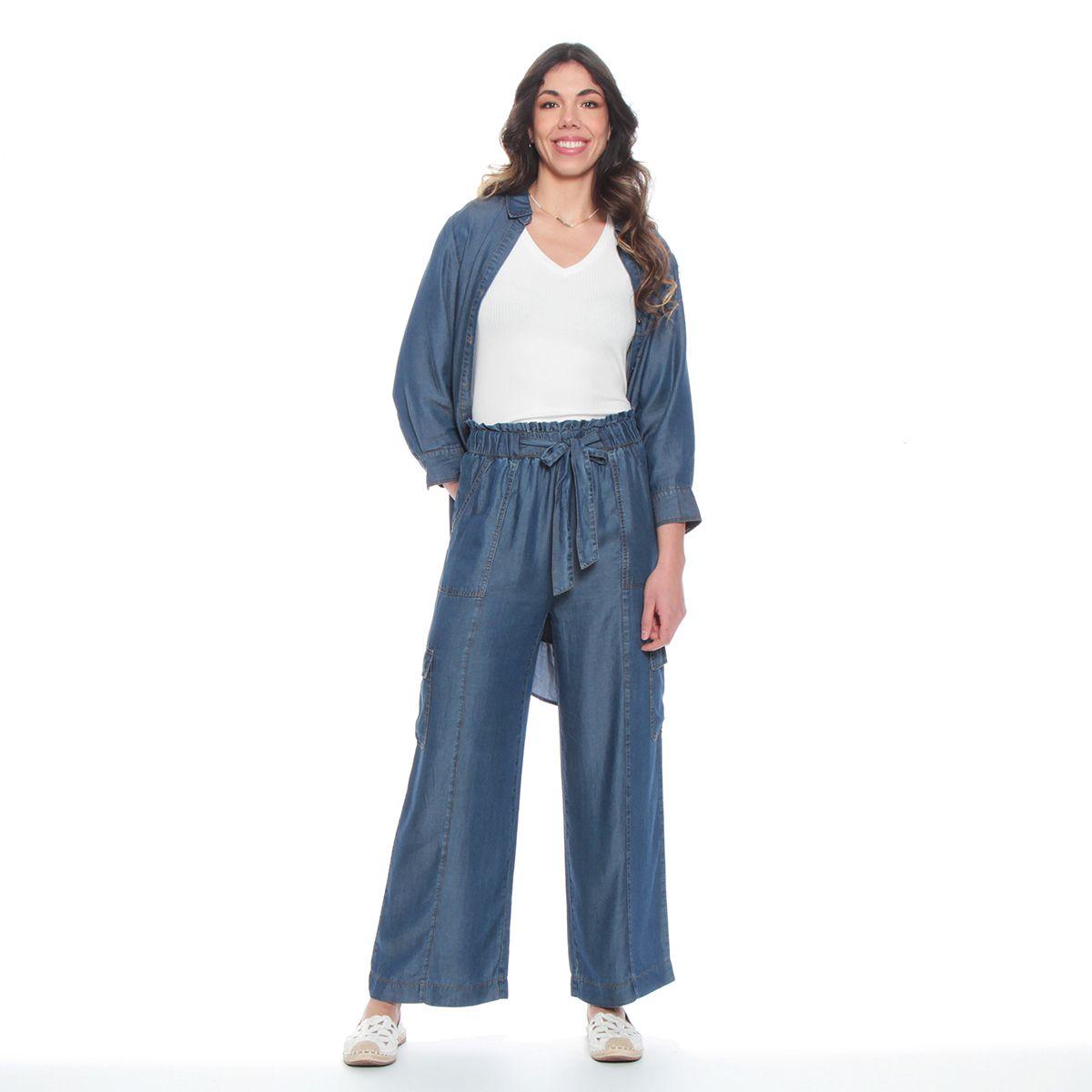 Pantalon Lyocell Cargo Con Cintura Elasticada Y Lazo-4