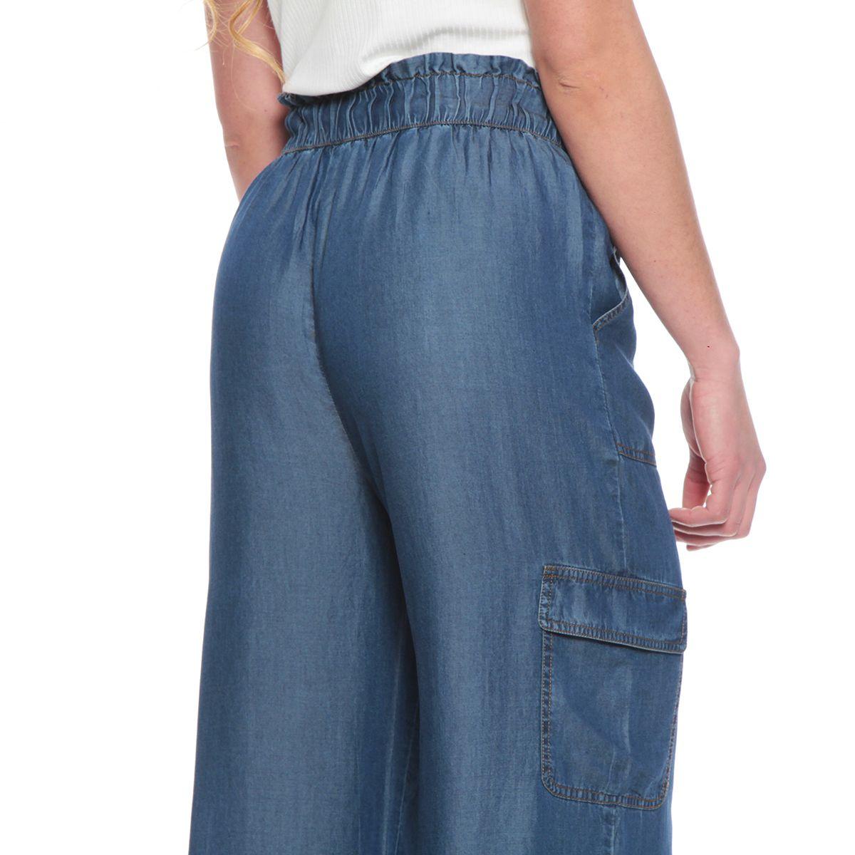 Pantalon Lyocell Cargo Con Cintura Elasticada Y Lazo-6