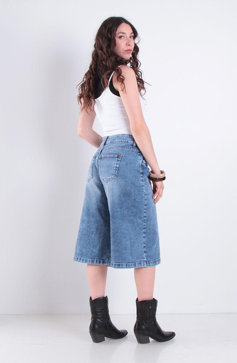 Jort Bermuda Denim Tiro Alto Pretina 1 Boton-7