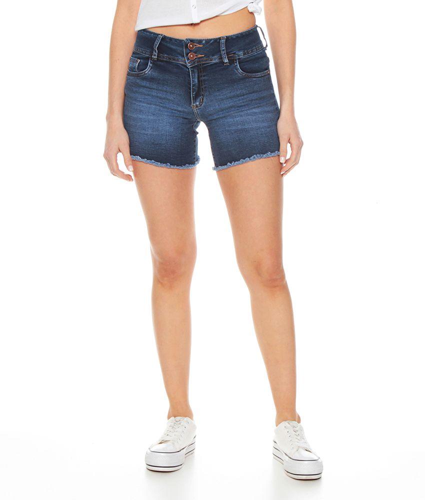 Short Tiro Alto Desflecado Pretina Media Dos Botones-0