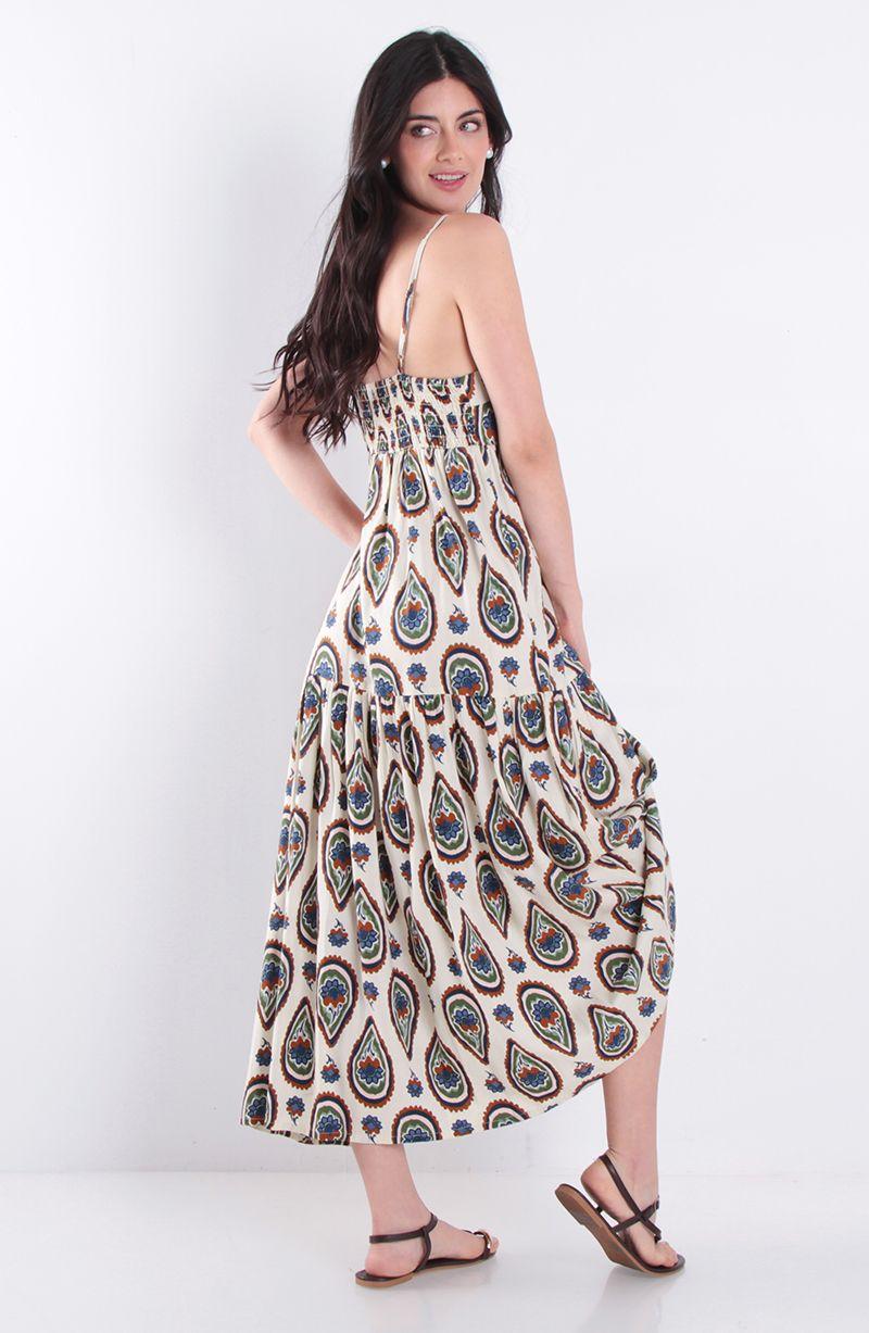 Vestido Estampado Sin Manga Escote Recto-3
