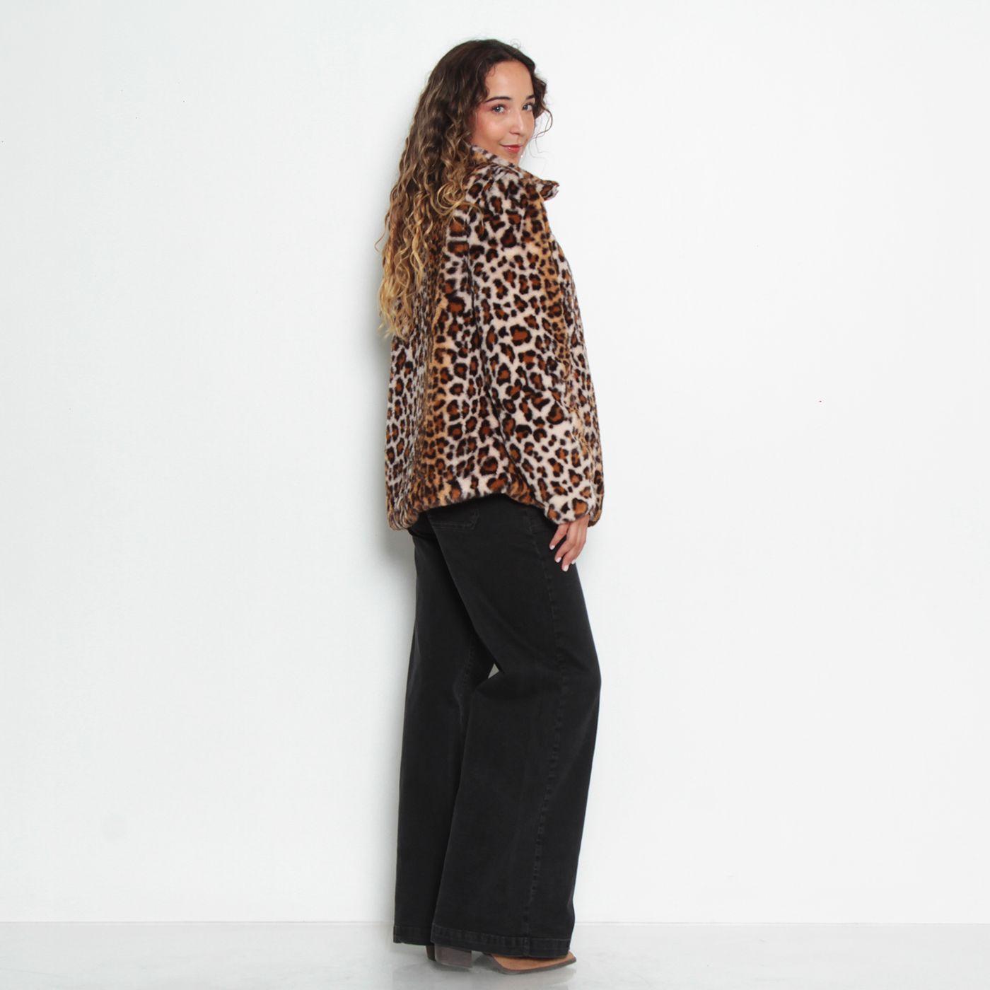 Chaqueta Piel Ecologica Estampada Manga Larga Con Cierre-4