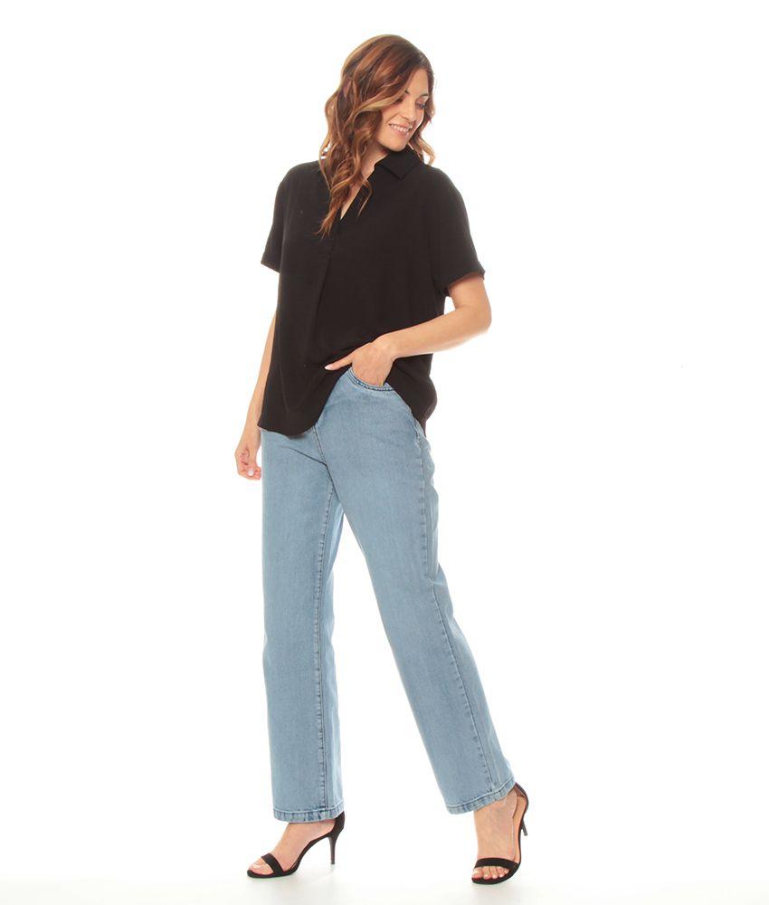 Blusa Manga Corta Solida Con Escote-2