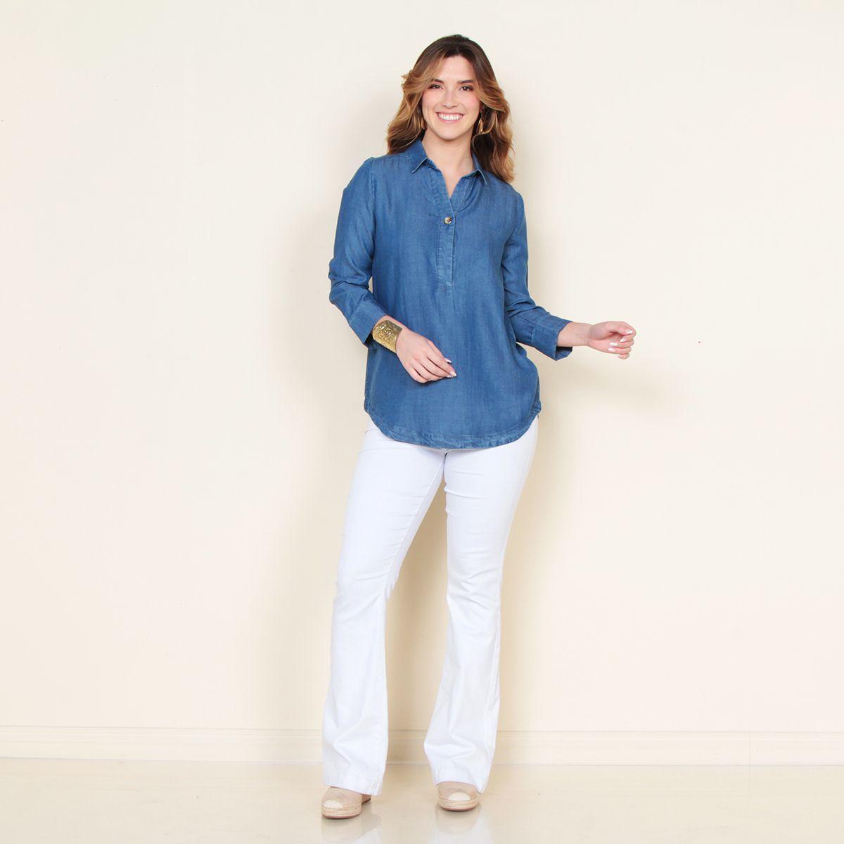 Blusa Manga Larga Lyocell Escote V-3