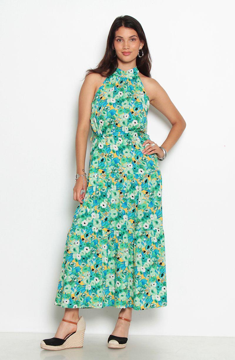 Vestido Sin Manga Estampado Escote Halter-0