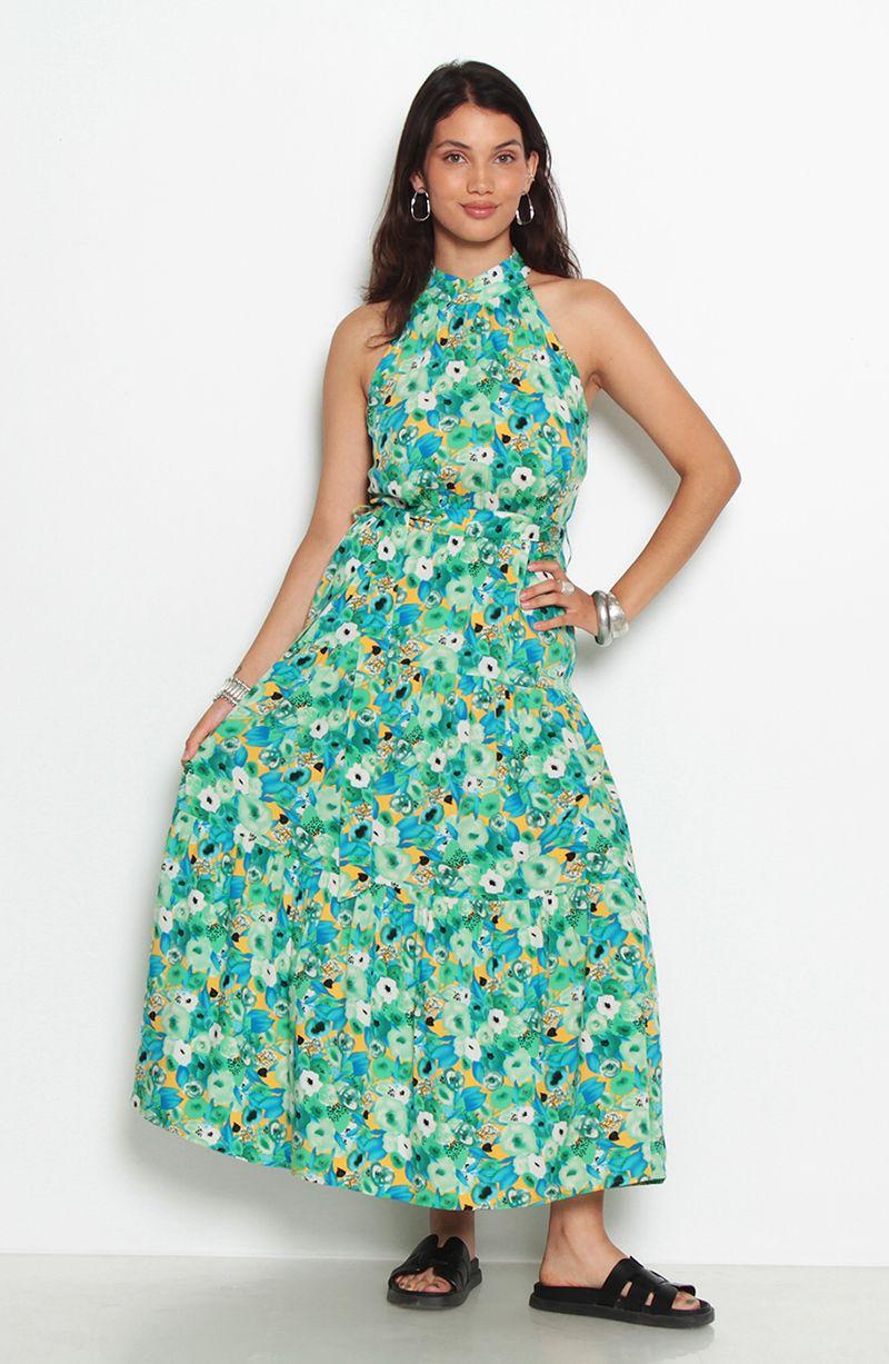 Vestido Sin Manga Estampado Escote Halter-1