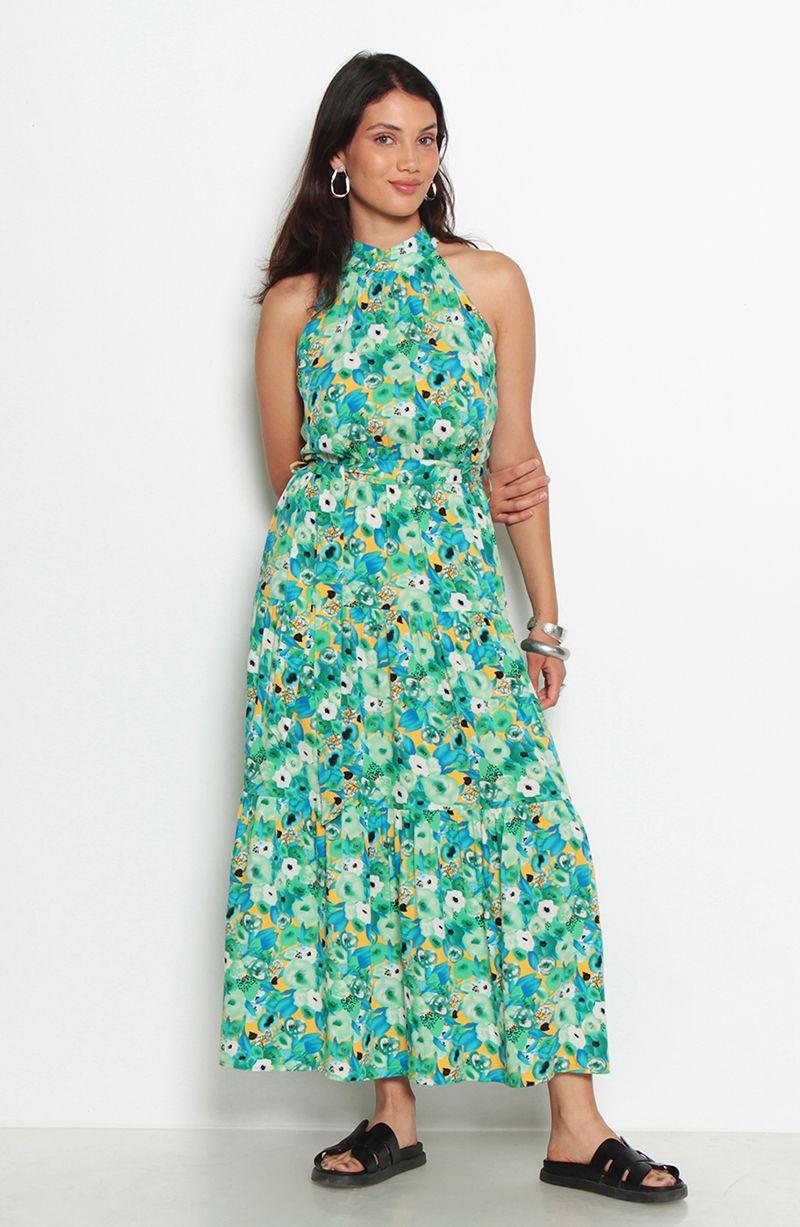 Vestido Sin Manga Estampado Escote Halter-2