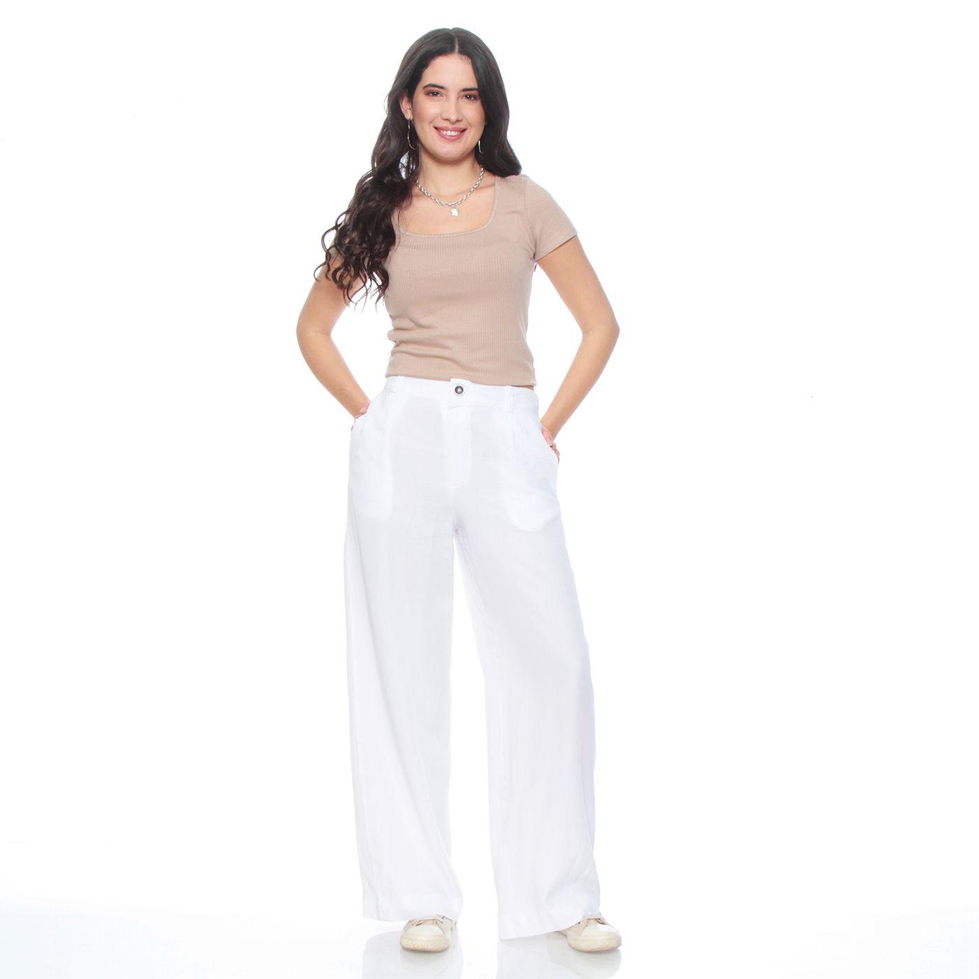 Pantalon Wide Leg Lyocell Tiro Alto Pretina Elasticada-3
