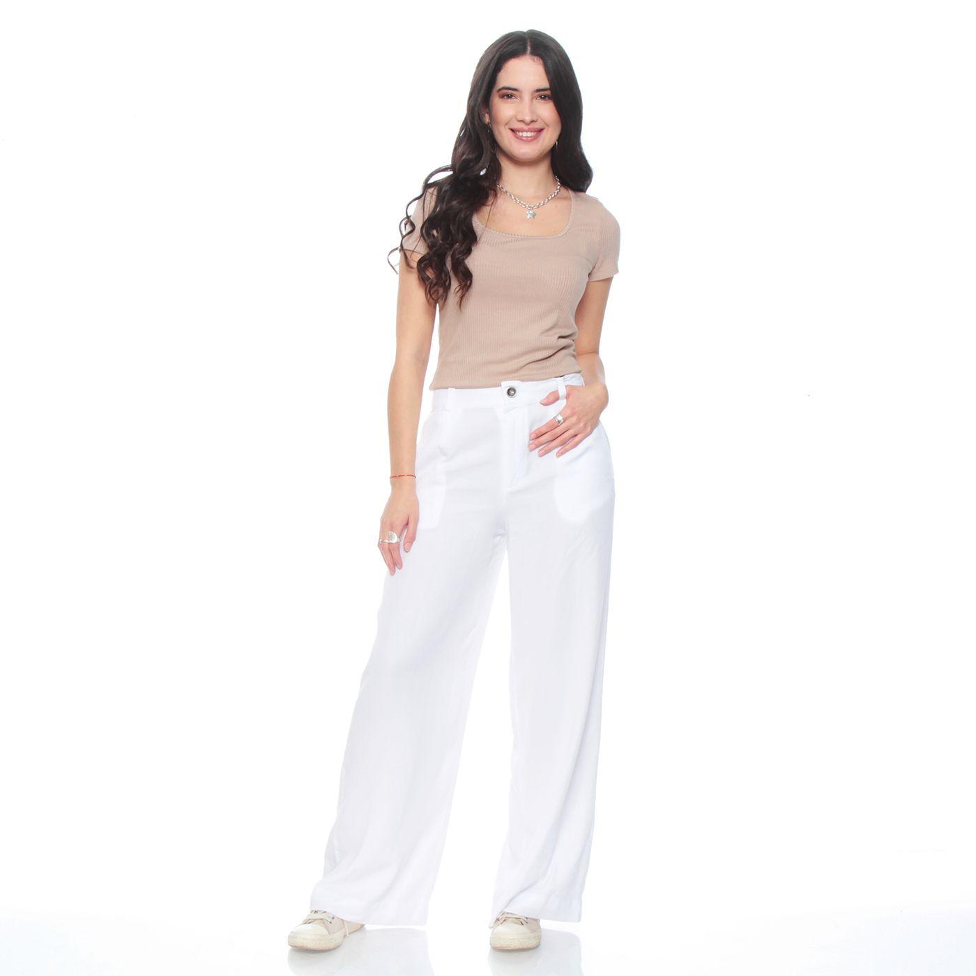 Pantalon Wide Leg Lyocell Tiro Alto Pretina Elasticada-4