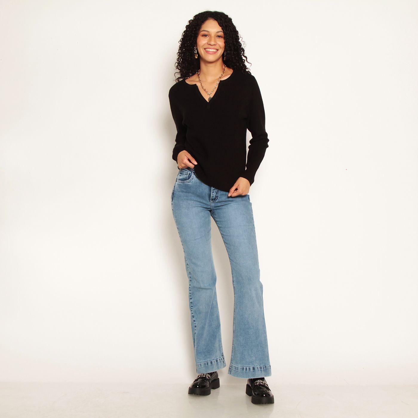 Sweater Manga Larga   Escote V-2