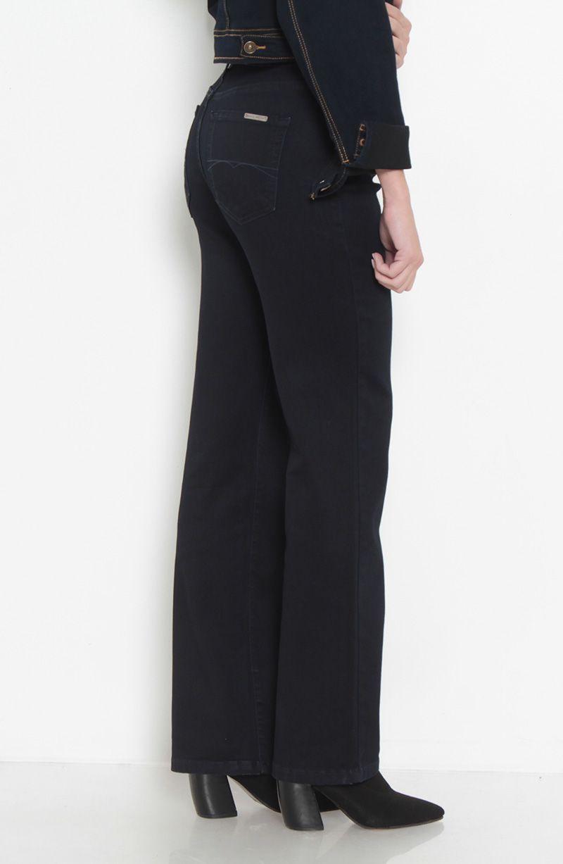 Jeans Recto Tiro Alto Pretina Basica Con Un Boton-5