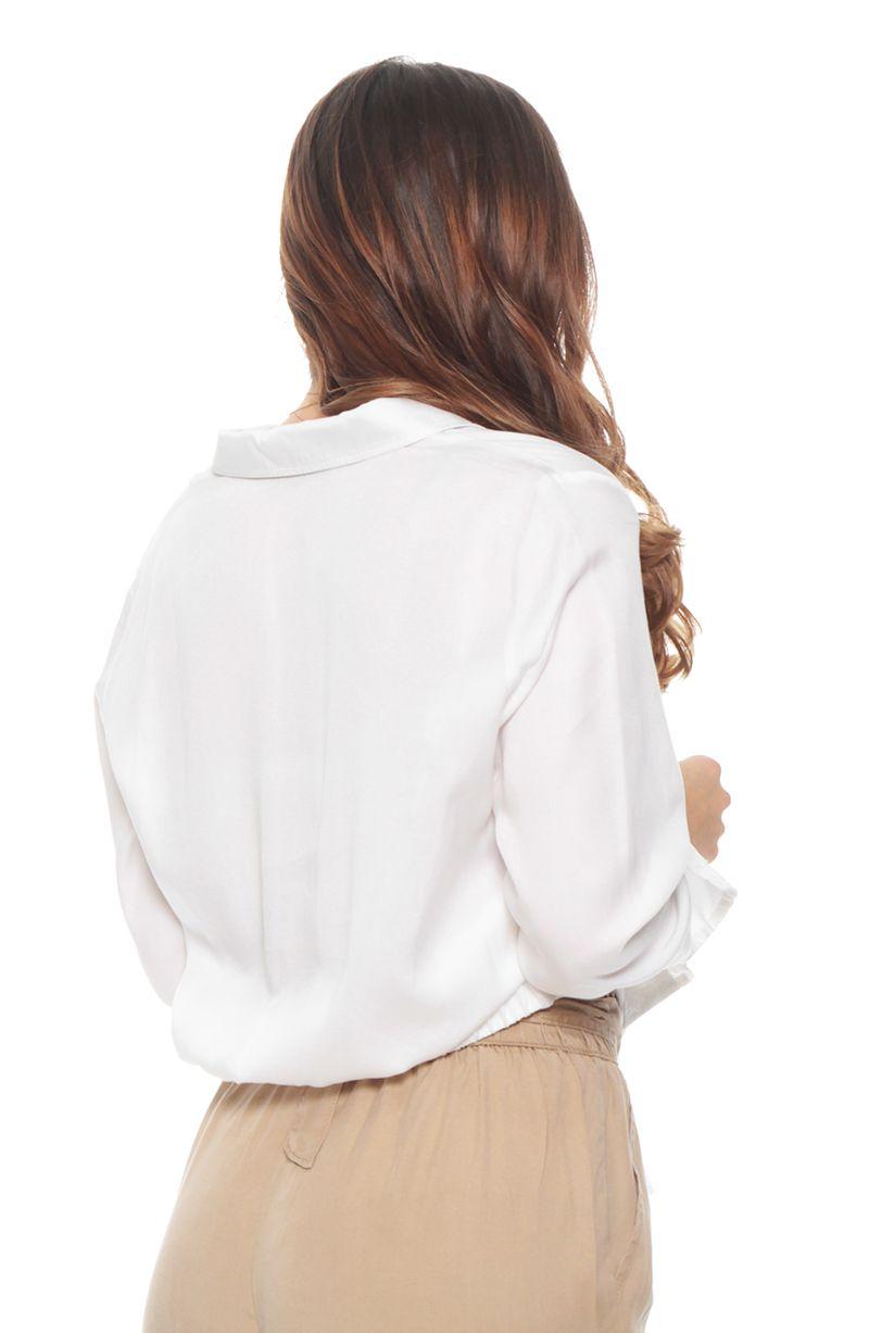 Blusa Lyocell Manga Larga Abotonada En El Delantero-5