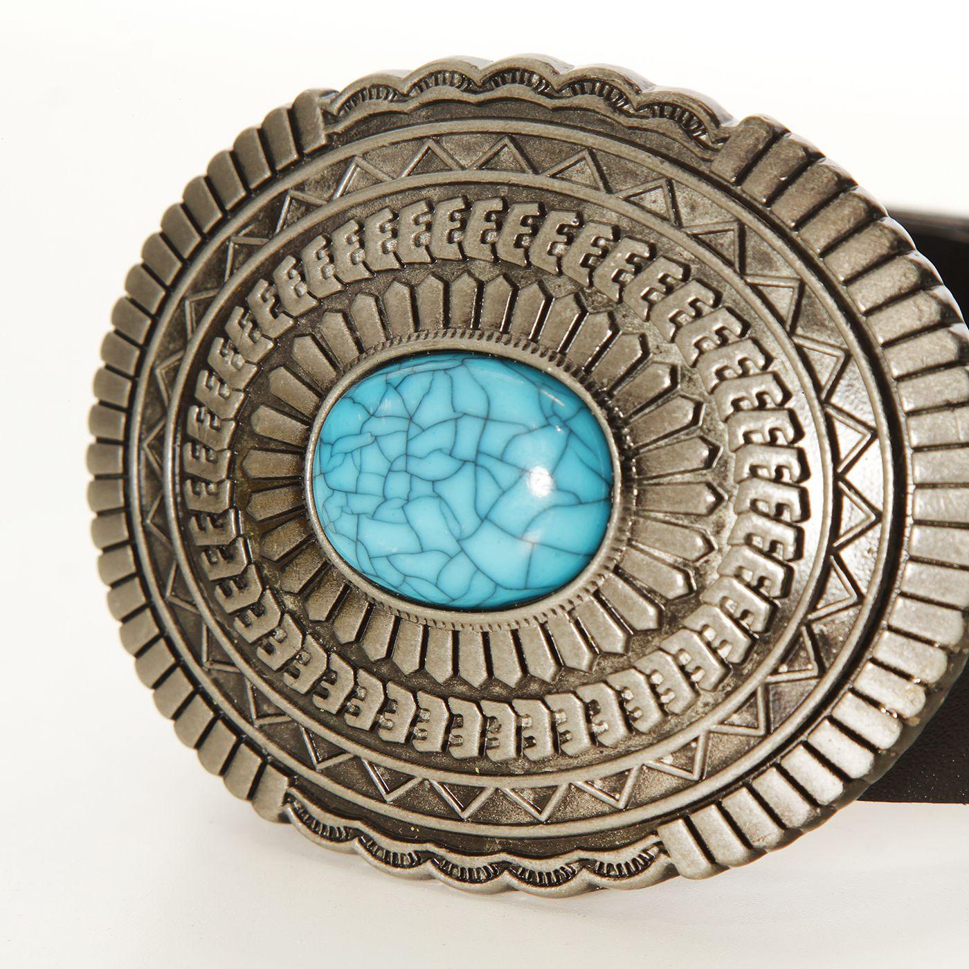 Cinturon Cuero Hebilla  Con Piedra Calipso-1