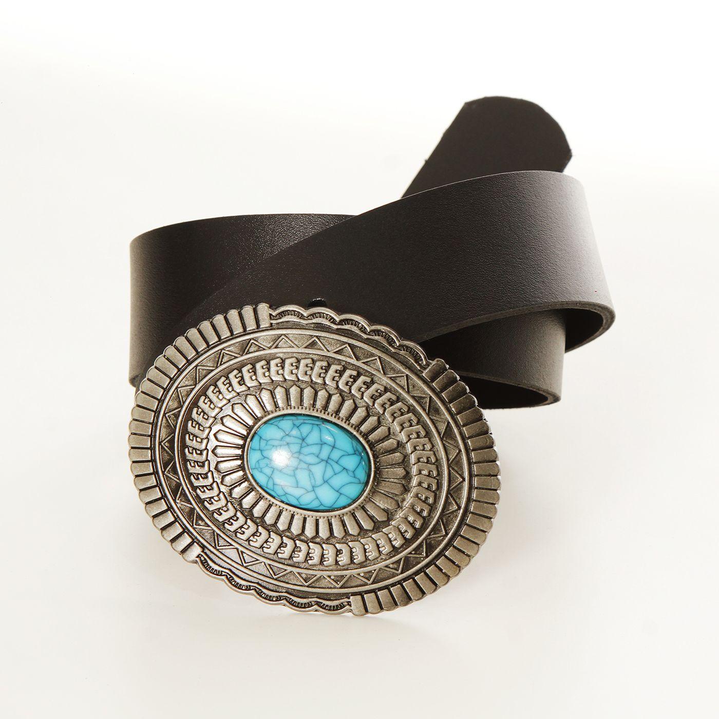 Cinturon Cuero Hebilla  Con Piedra Calipso-2