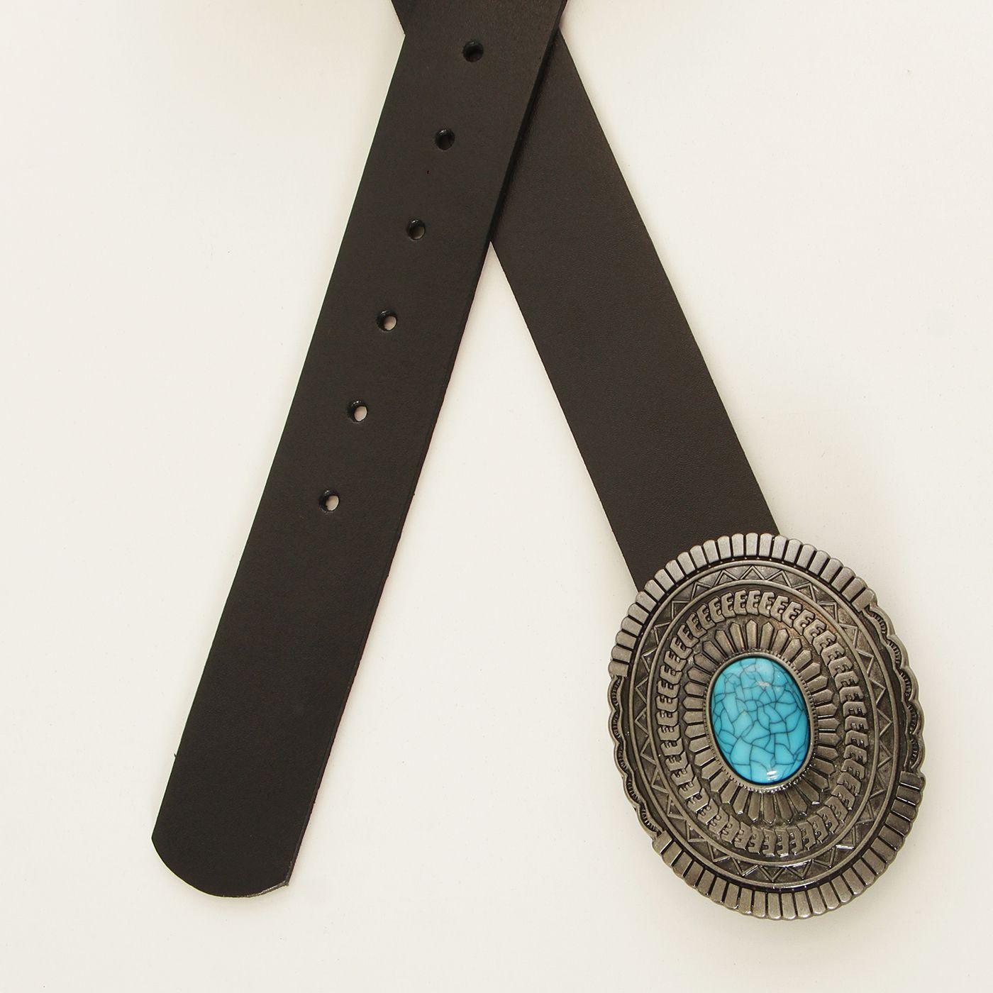 Cinturon Cuero Hebilla  Con Piedra Calipso-3