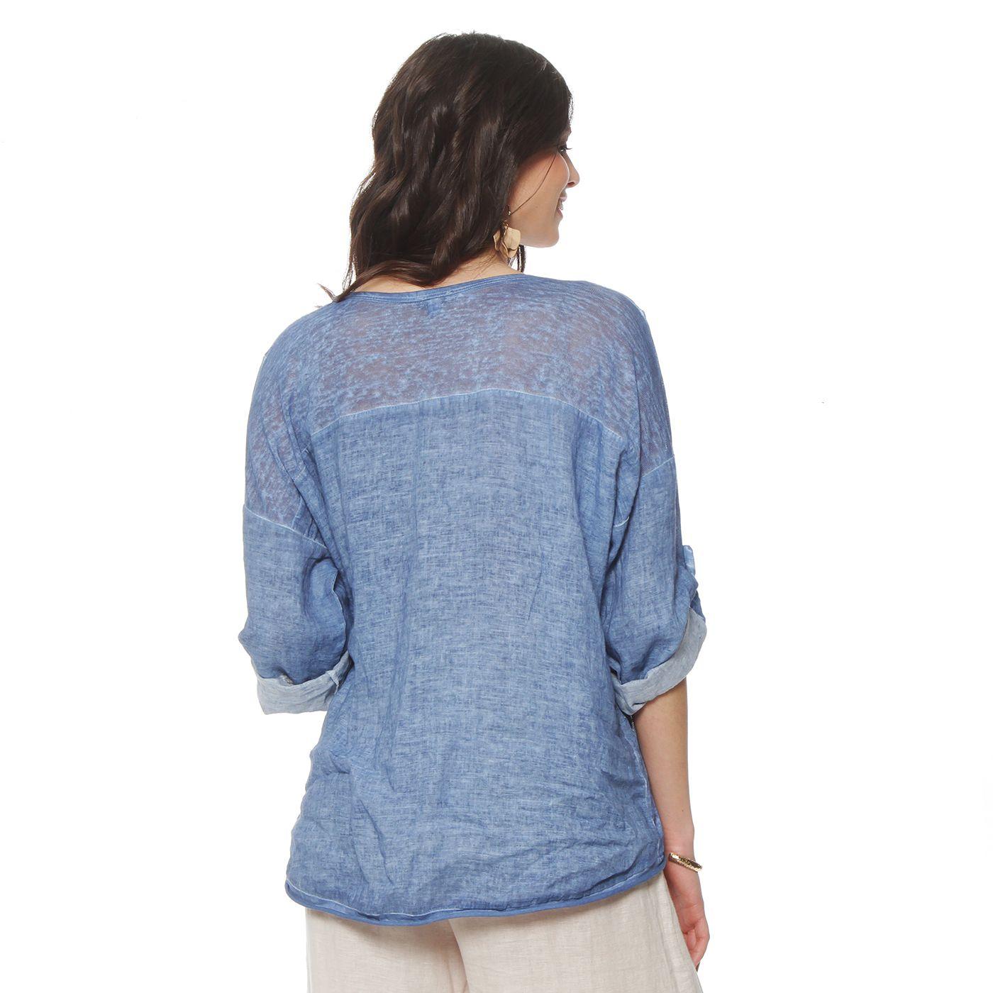 Polera Manga 3/4  Lino Escote V-7